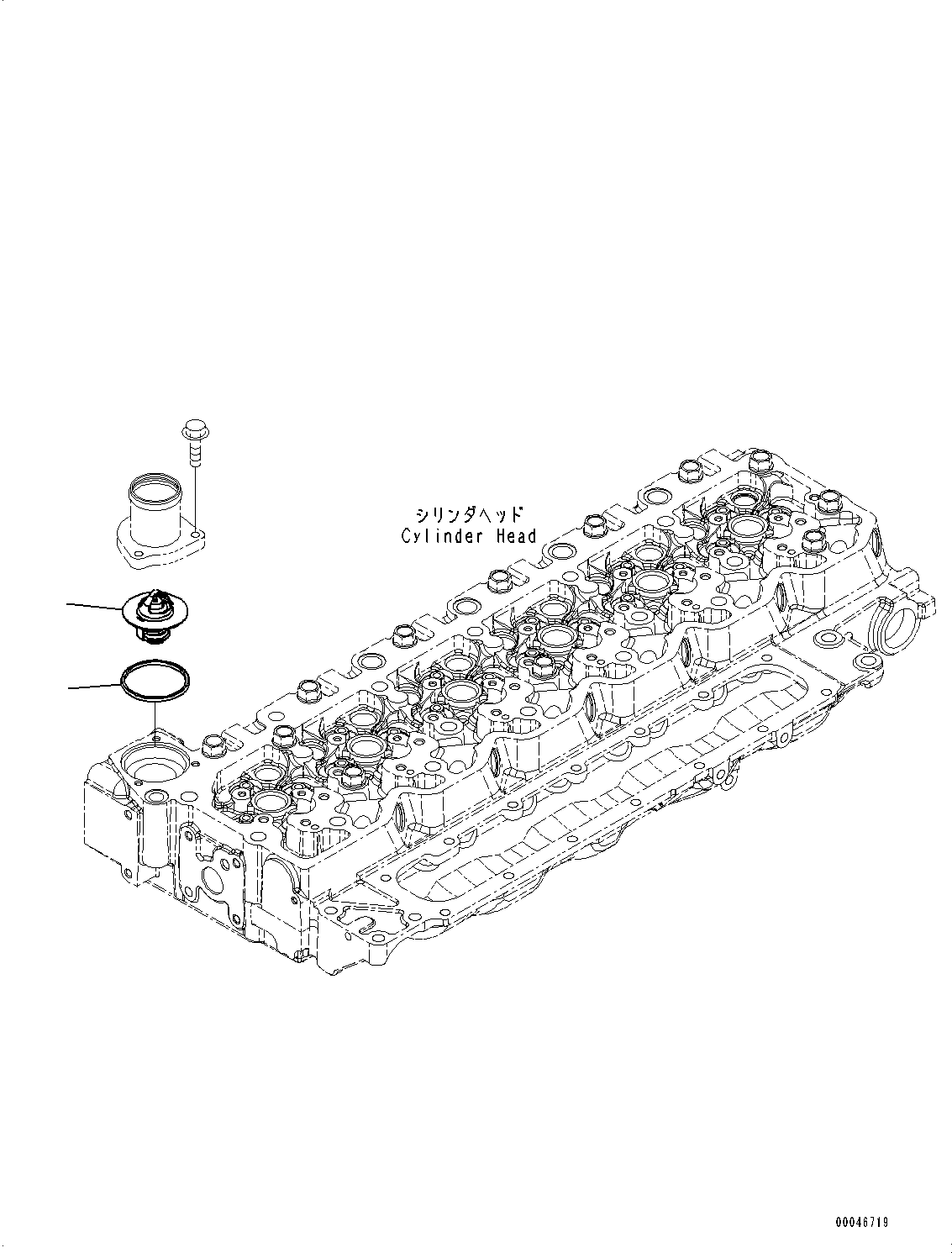 Komatsu parts book diagram for SAA6D107E-1 S/N 26701907-UP (For PC210-10M0): THERMOSTAT, (#26701907-)
