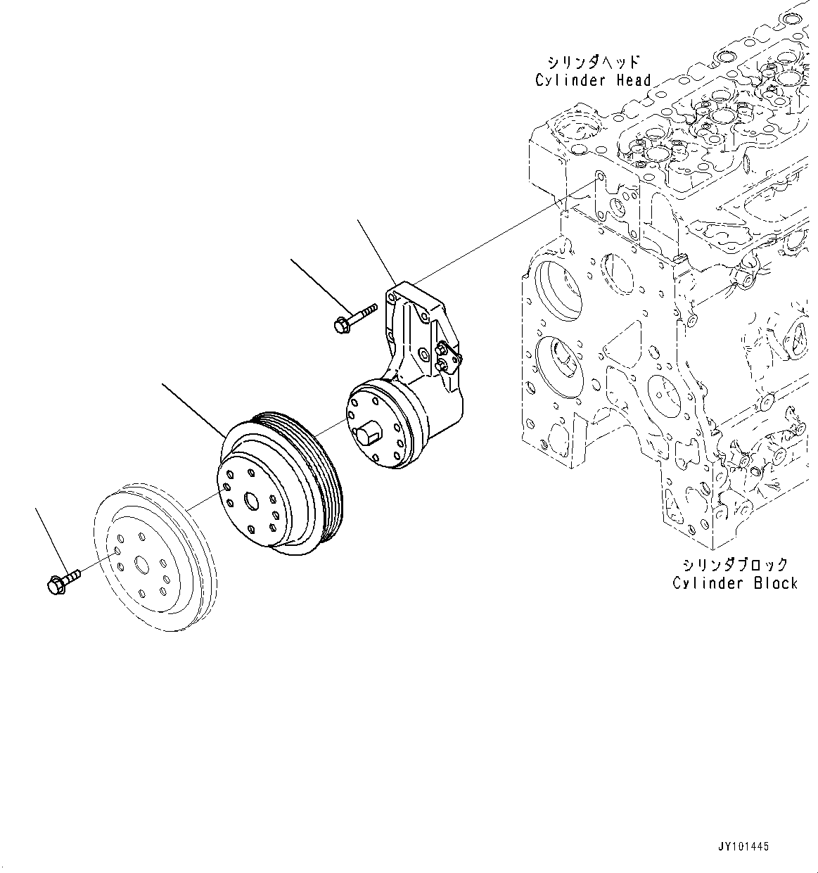 Komatsu parts book diagram for SAA6D107E-1 S/N 26701907-UP (For PC210-10M0): COOLING FAN DRIVE PULLEY, (#26701907-)