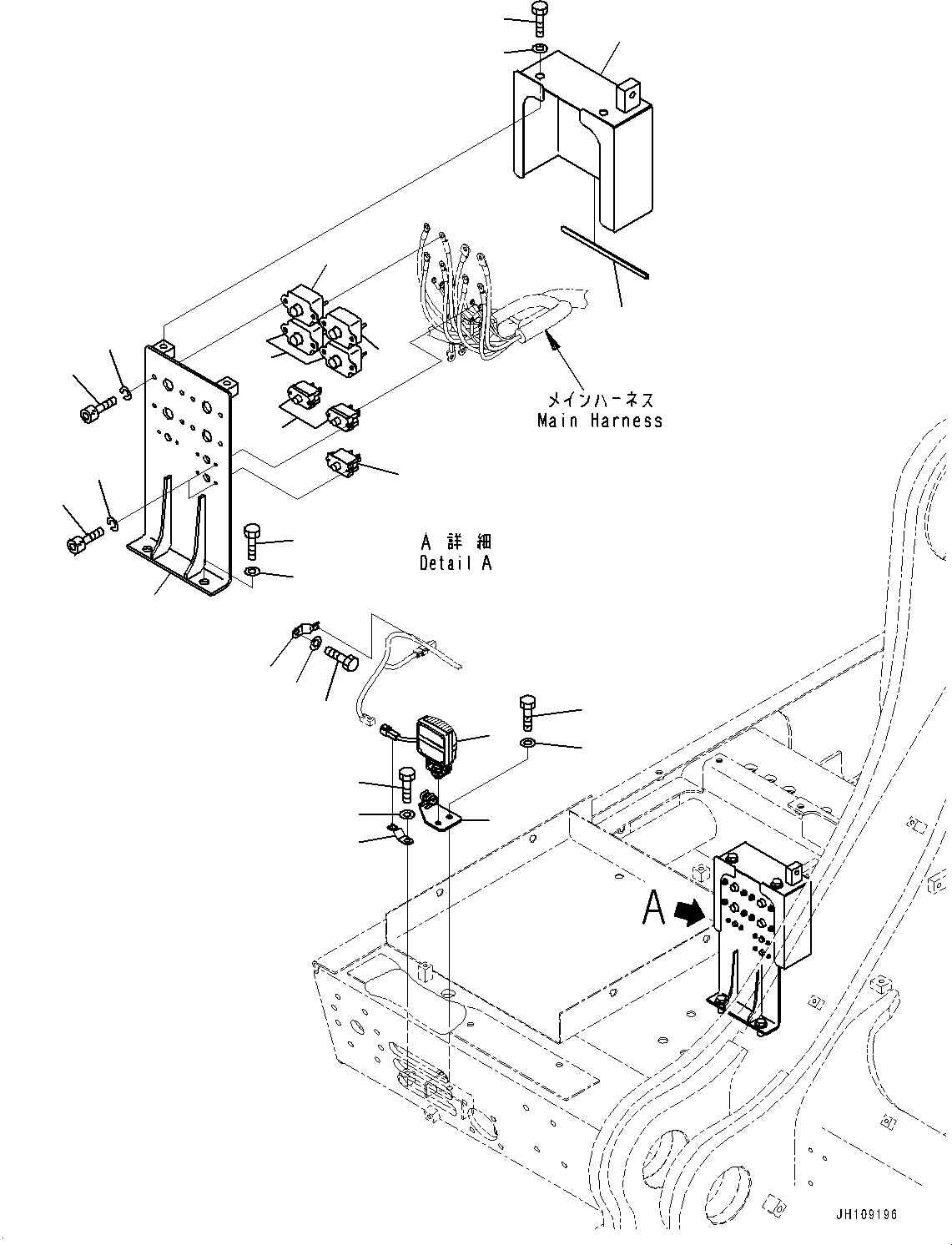 Excavators Komatsu / PC1250-11R S/N J20001-UP(1001992t) / Electric Wiring Harness, Working Lamp and Breaker(#J20001-)(E002002 : E0200-018002)