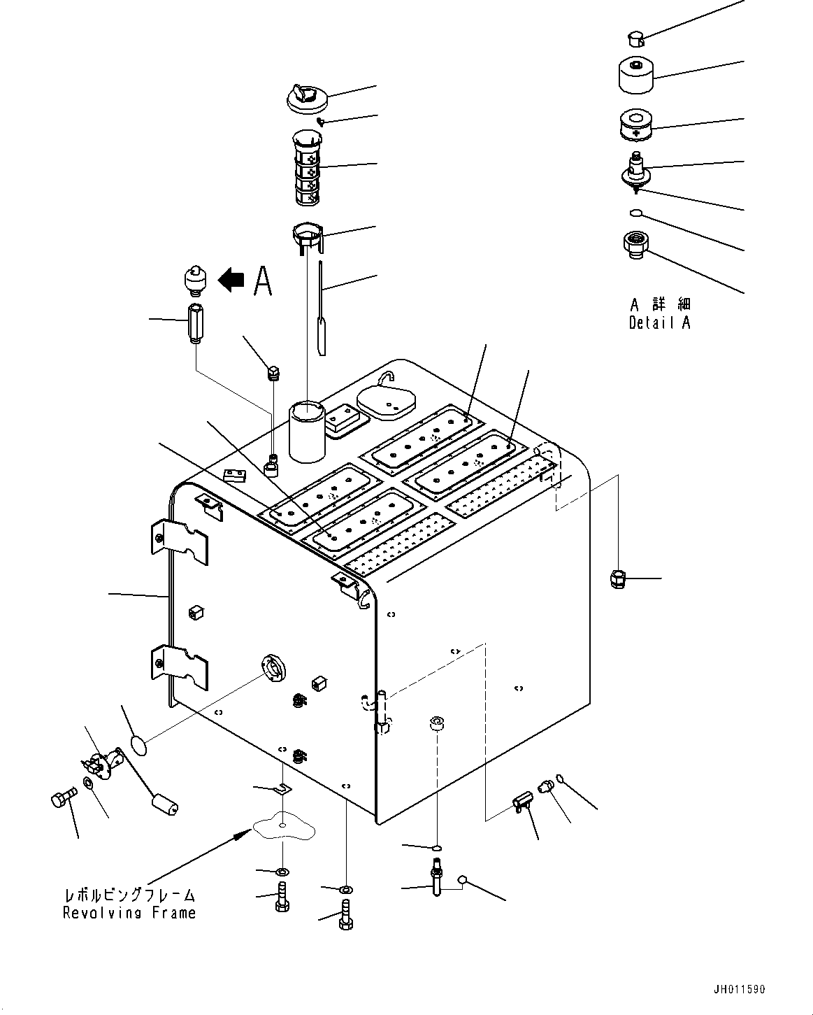Komatsu parts book diagram for PC300-8M2 S/N 80001-UP: FUEL TANK, (REFUELING PUMP, LARGE FUEL PREFILTER)(#81058-81057)