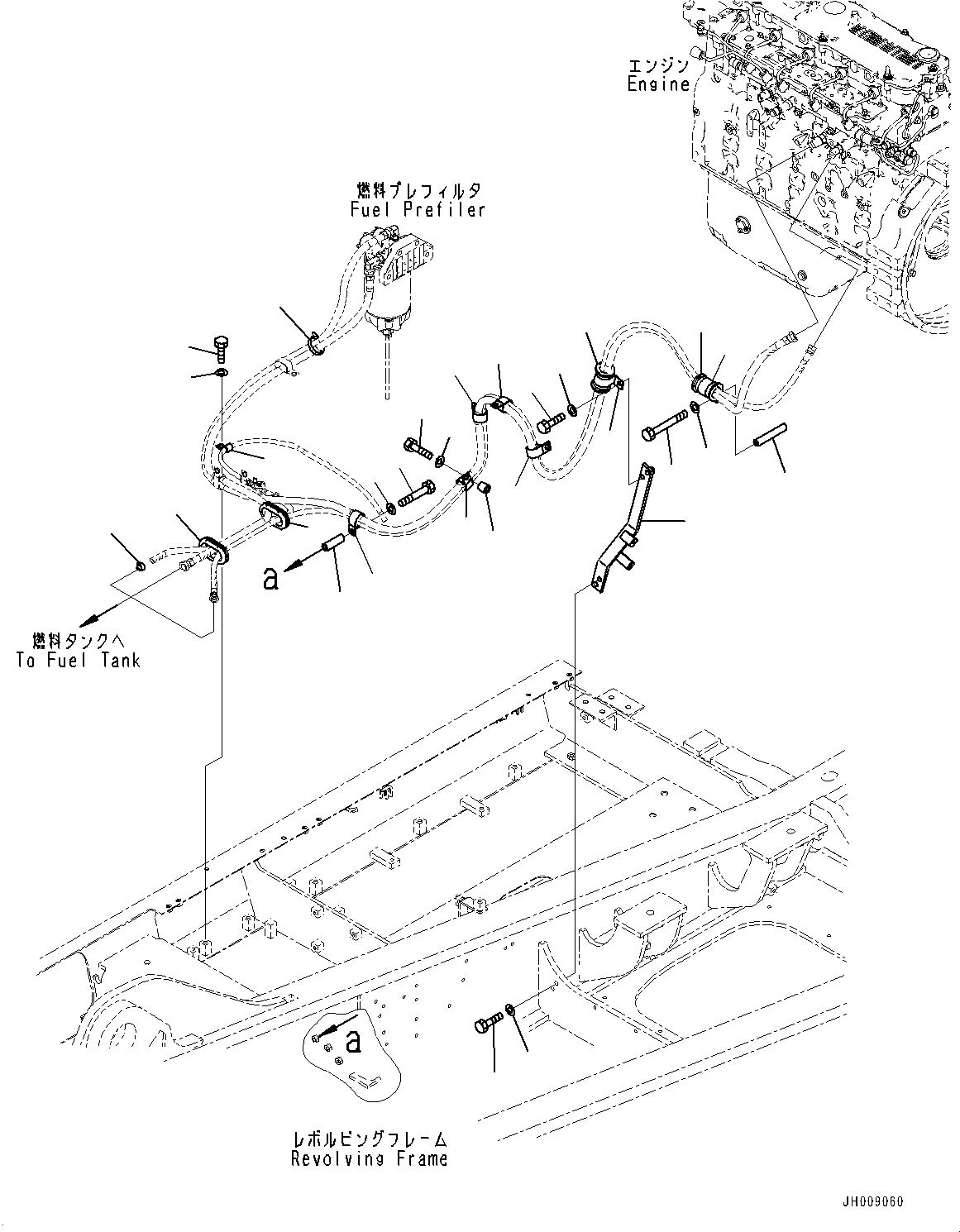 Komatsu parts book diagram for PC300-8M2 S/N 80001-UP: FUEL PIPING, CLAMP (LARGE FUEL PREFILTER)(#80001-)
