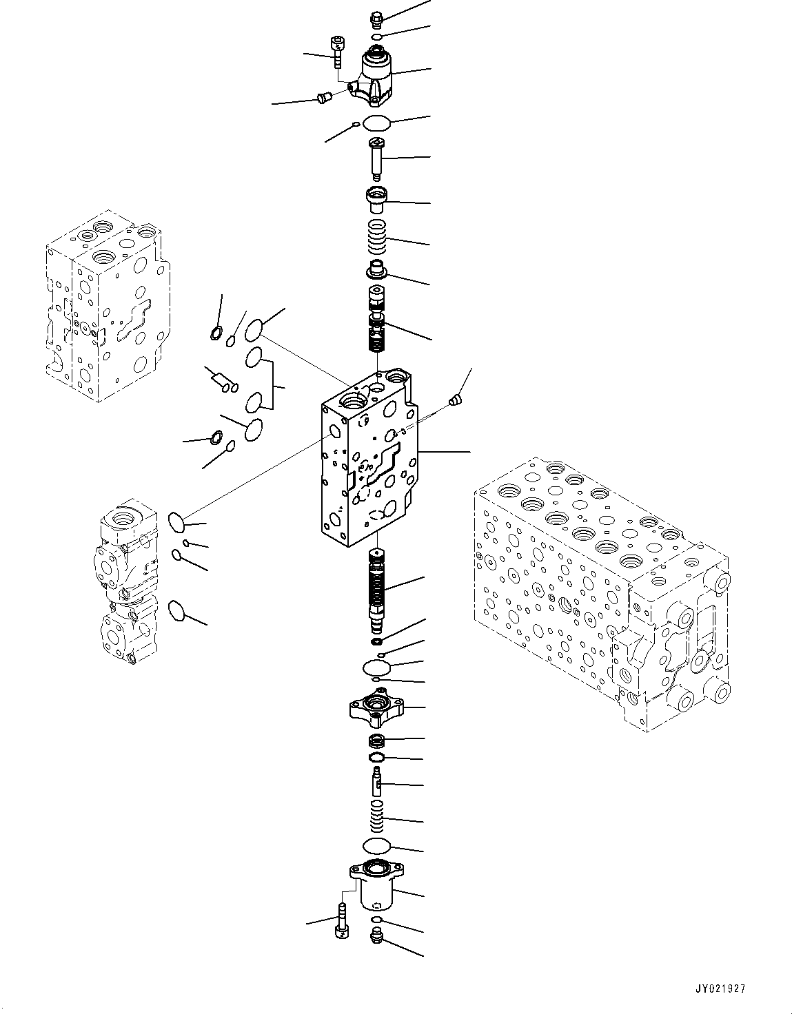 Komatsu parts book diagram for PC300-8M2 S/N 80001-UP: CONTROL VALVE, 8-SPOOL (15/25)(#80001-)