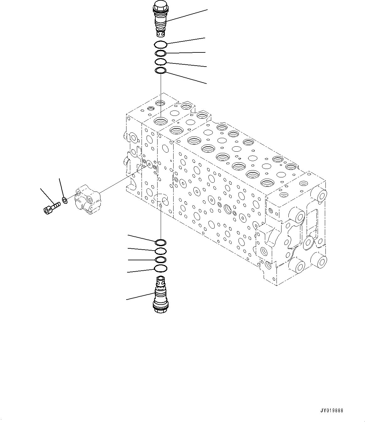 Komatsu parts book diagram for PC300-8M2 S/N 80001-UP: CONTROL VALVE, 8-SPOOL (24/25)(#80001-)