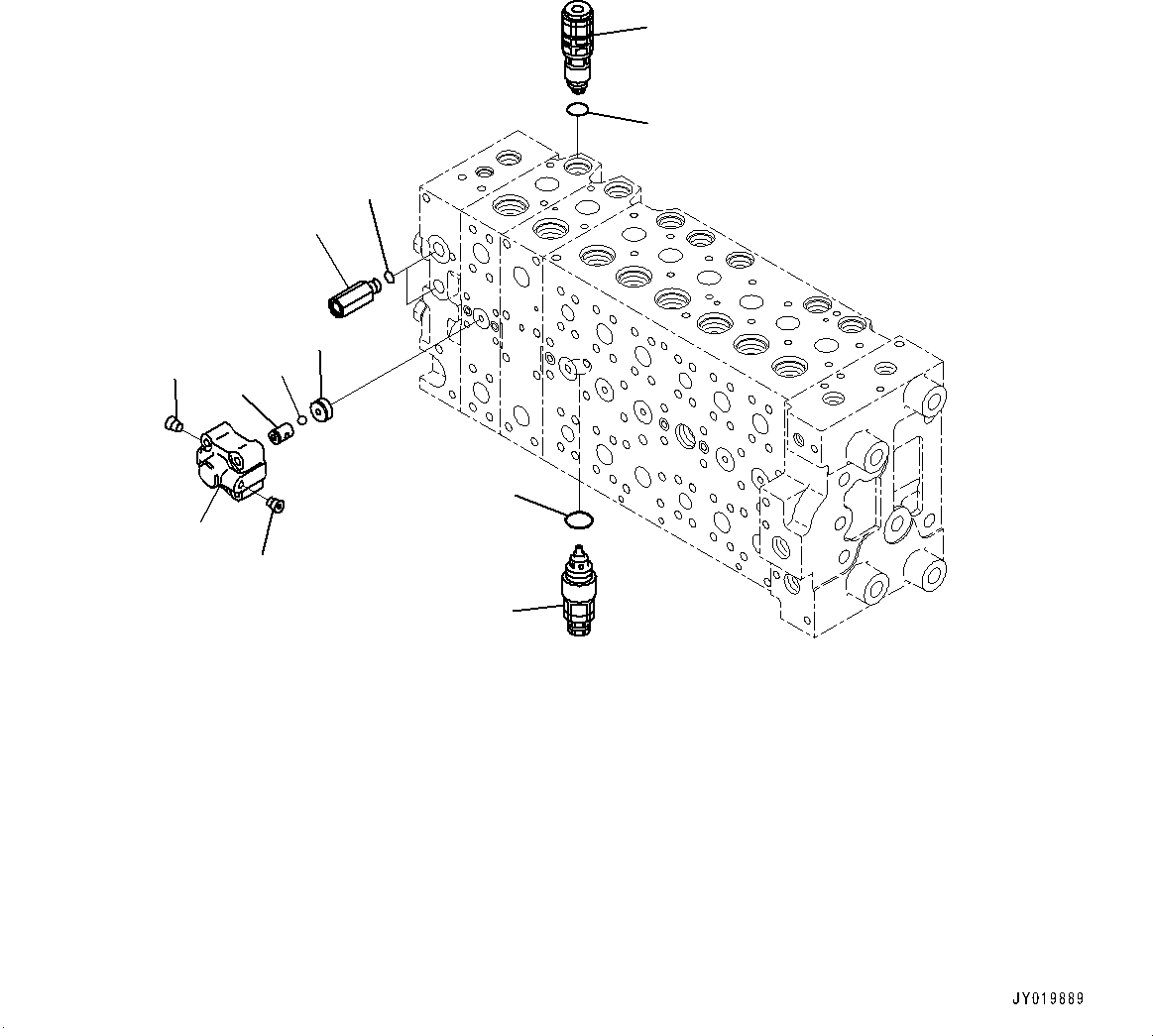 Komatsu parts book diagram for PC300-8M2 S/N 80001-UP: CONTROL VALVE, 8-SPOOL (25/25)(#80001-)