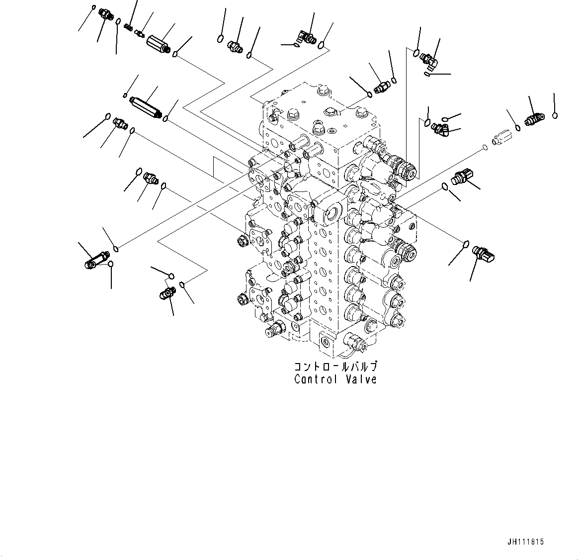 Komatsu parts book diagram for PC300-8M2 S/N 80001-UP: CONTROL VALVE, CONTROL VALVE RELATED PARTS (2/2) (1-ADDITIONAL ACTUATOR PIPING, ACCUMULATOR)(#80001-)