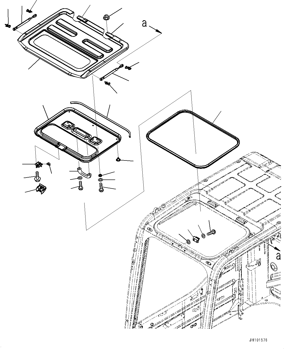 Komatsu parts book diagram for PC300-8M2 S/N 80001-UP: CAB, ROOF VENTILATOR(#80001-)