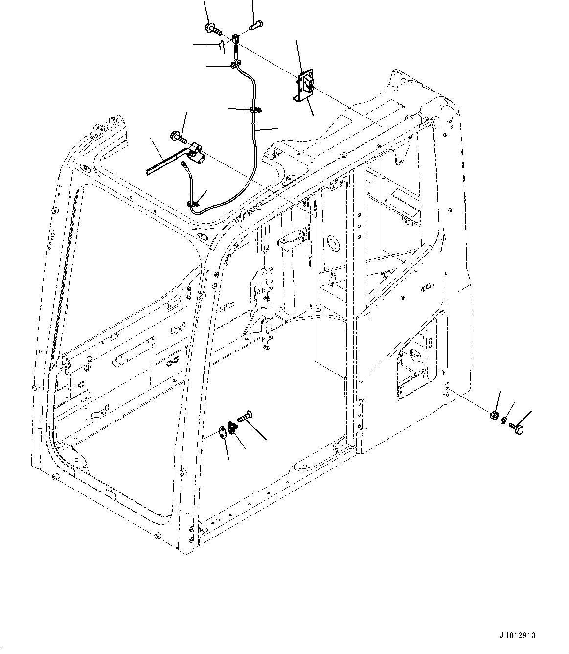 Komatsu parts book diagram for PC300-8M2 S/N 80001-UP: CAB, OPEN LOCK AND DOOR CATCH(#80001-)