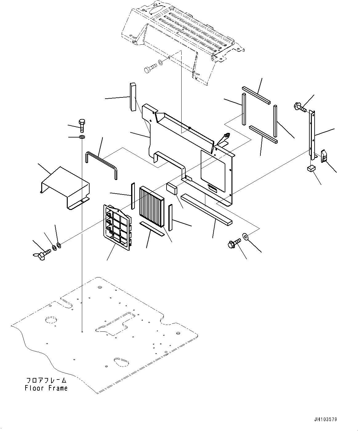 Komatsu parts book diagram for PC300-8M2 S/N 80001-UP: CAB, CAB IN PARTS, PARTITION AND RECIRCULATION AIR FILTER(#80001-)