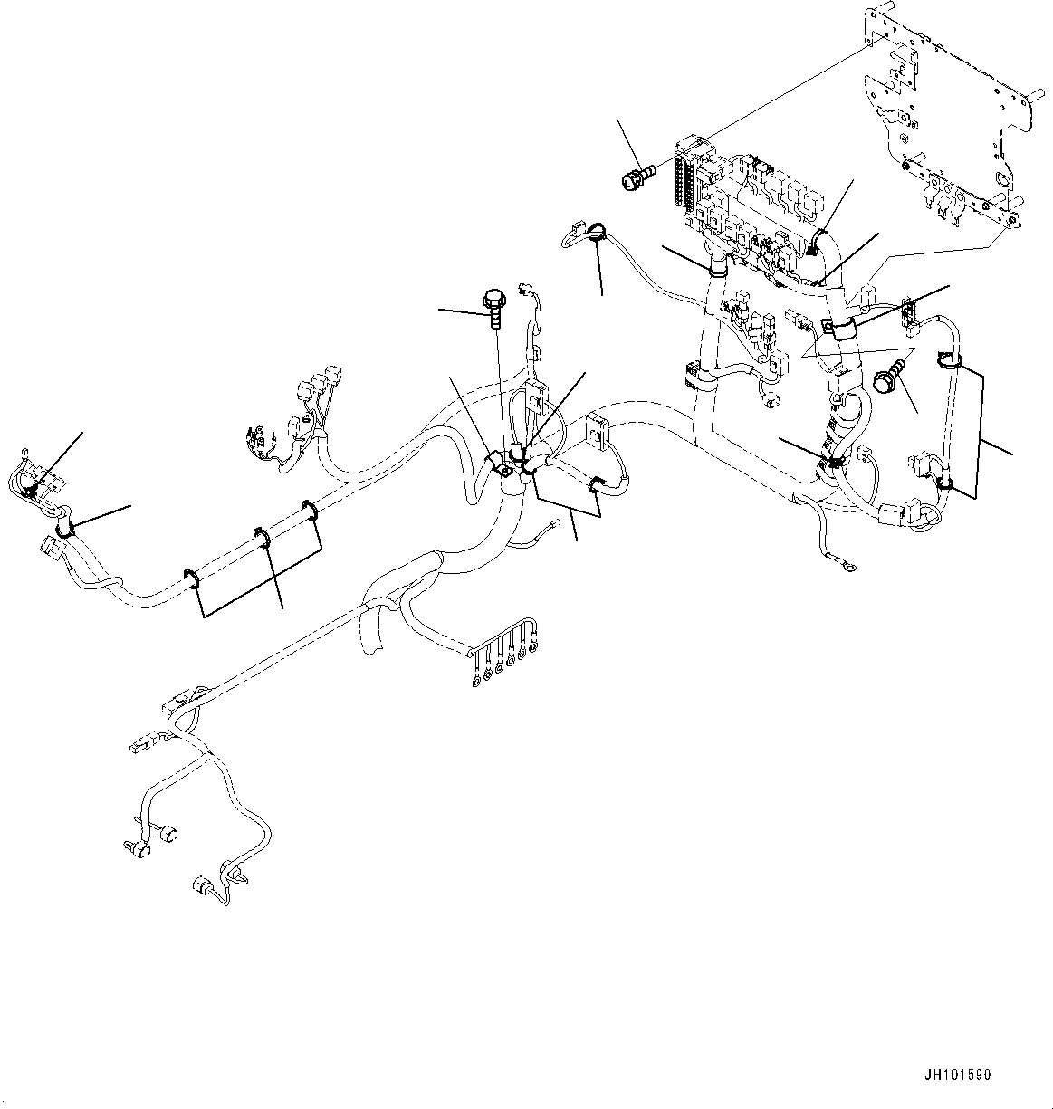 Komatsu parts book diagram for PC300-8M2 S/N 80001-UP: CAB, CAB IN PARTS, MAIN WIRING HARNESS CLAMP(#80001-)