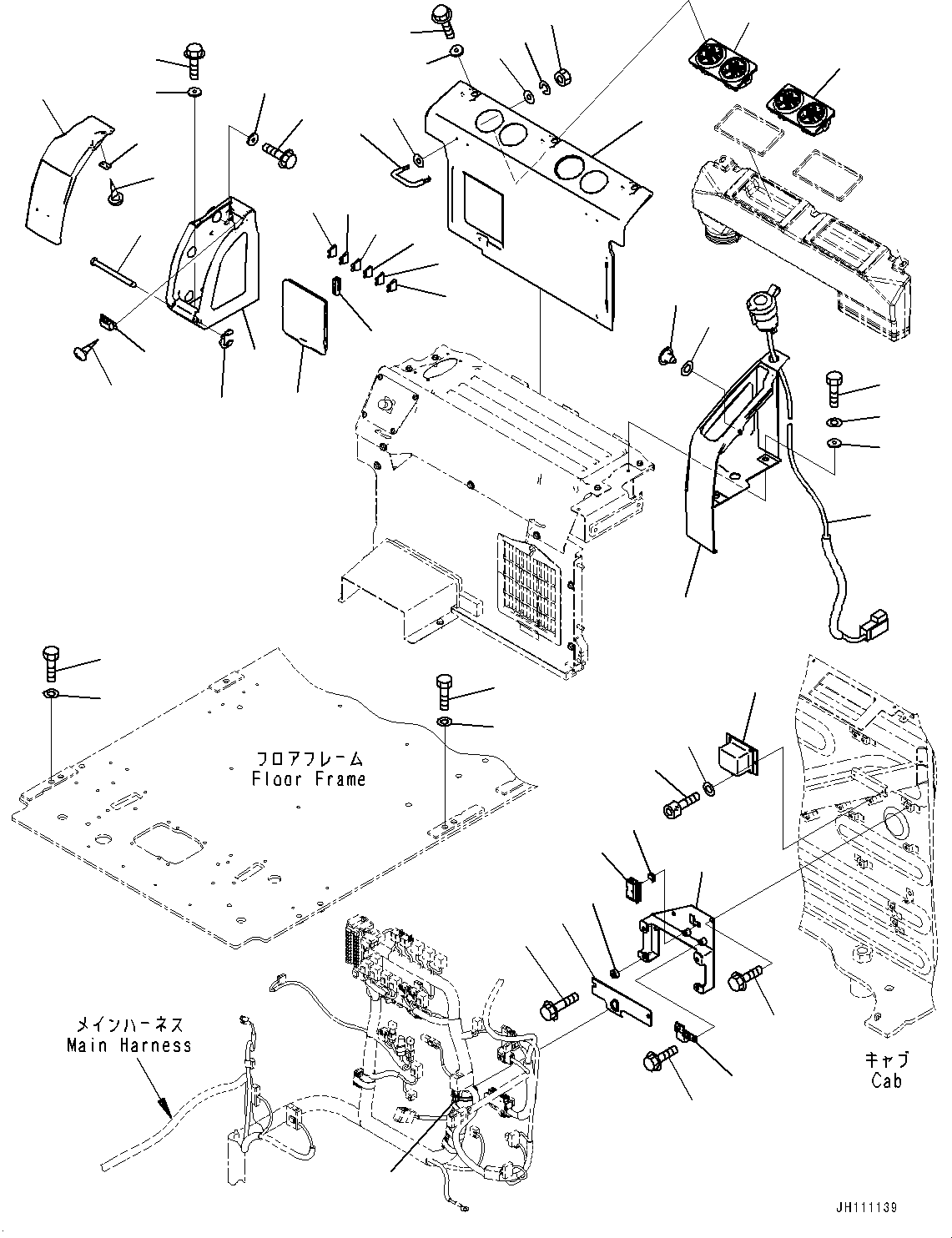 Komatsu parts book diagram for PC300-8M2 S/N 80001-UP: CAB, CAB IN PARTS, REAR COVER, WITH 12V CONVERTER (GATEWAY FUNCTION CONTROLLER, MODEM LESS)(#80001-)