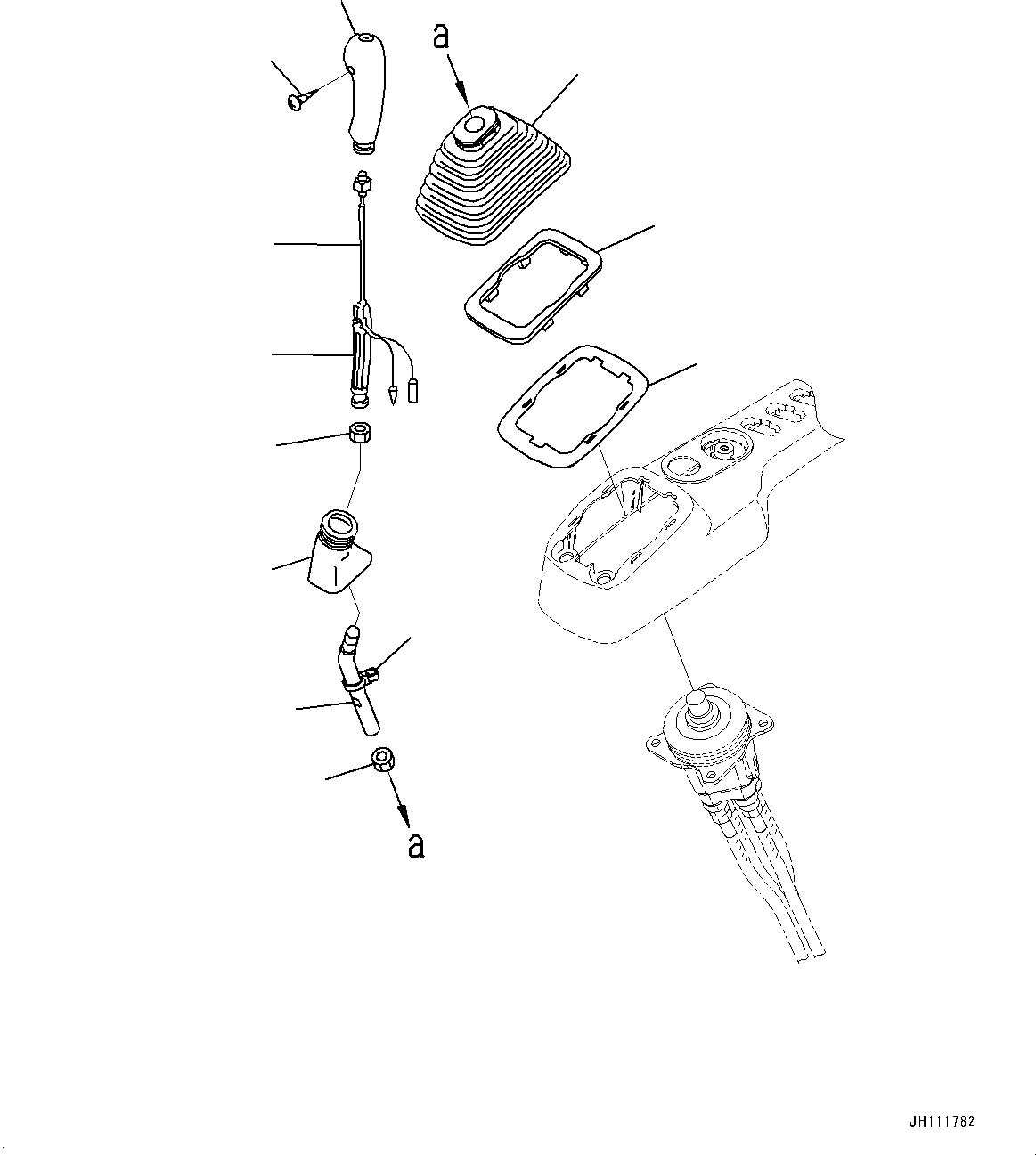 Komatsu parts book diagram for PC300-8M2 S/N 80001-UP: CAB, FLOOR, WORK EQUIPMENT CONTROL LEVER, R.H.(#80001-)