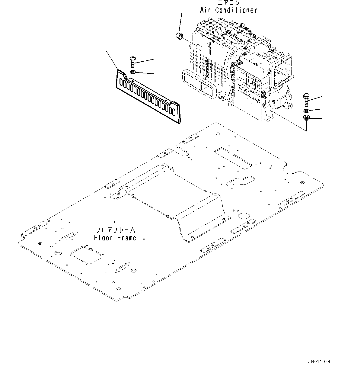 Komatsu parts book diagram for PC300-8M2 S/N 80001-UP: CAB, FLOOR, AIR CONDITIONER MOUNTING(#80001-)