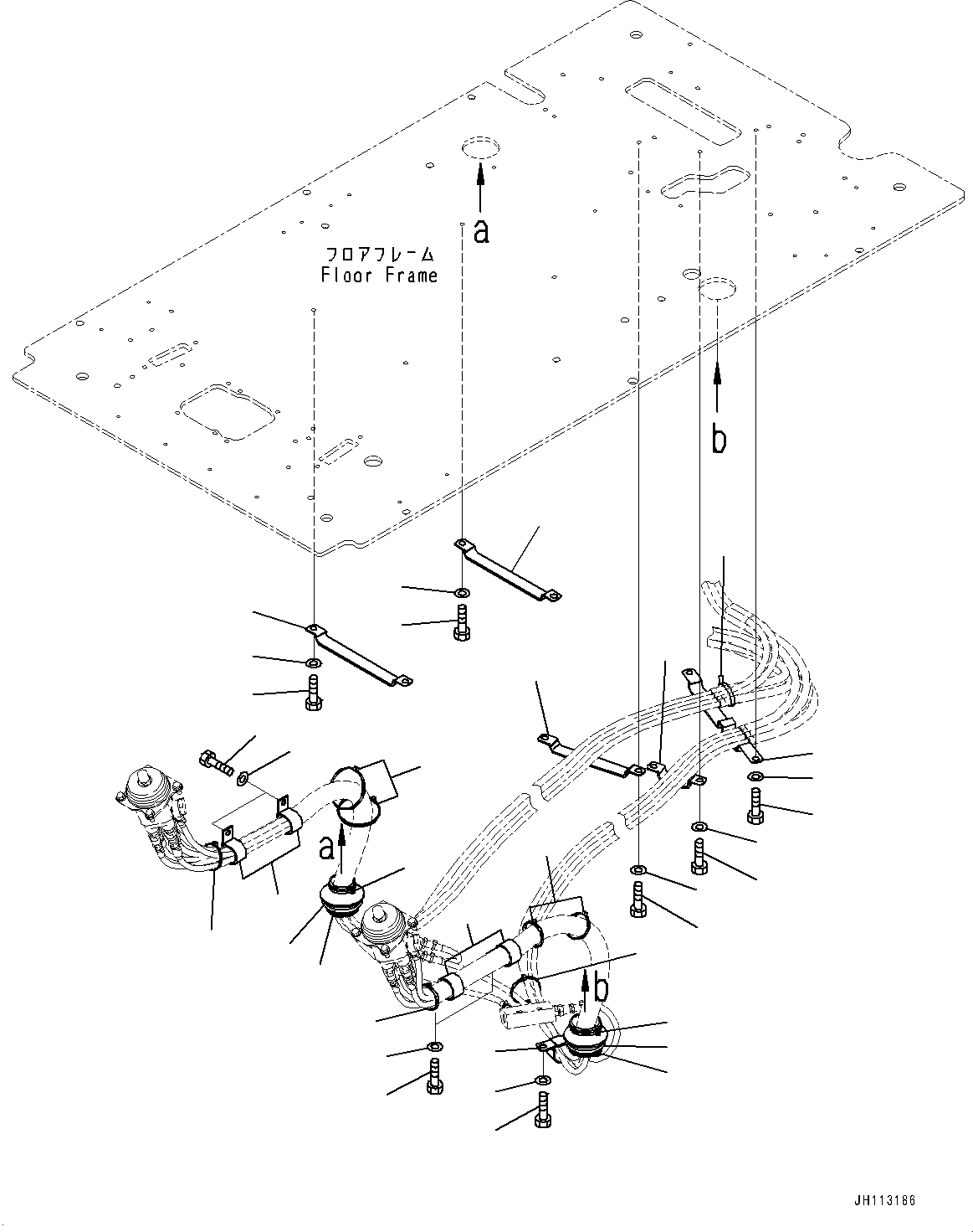 Komatsu parts book diagram for PC300-8M2 S/N 80001-UP: CAB, FLOOR, PIPING MOUNTING(#80001-)