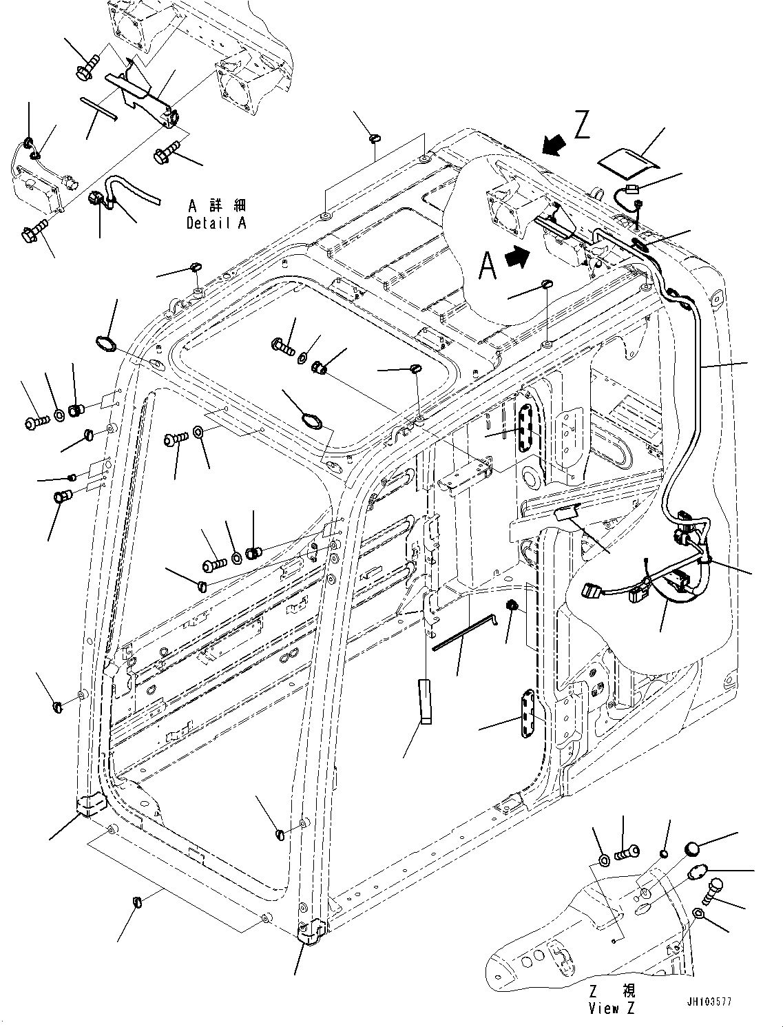 Komatsu parts book diagram for PC300-8M2 S/N 80001-UP: CAB, GATEWAY FUNCTION CONTROLLER ANTENNA(#80001-)