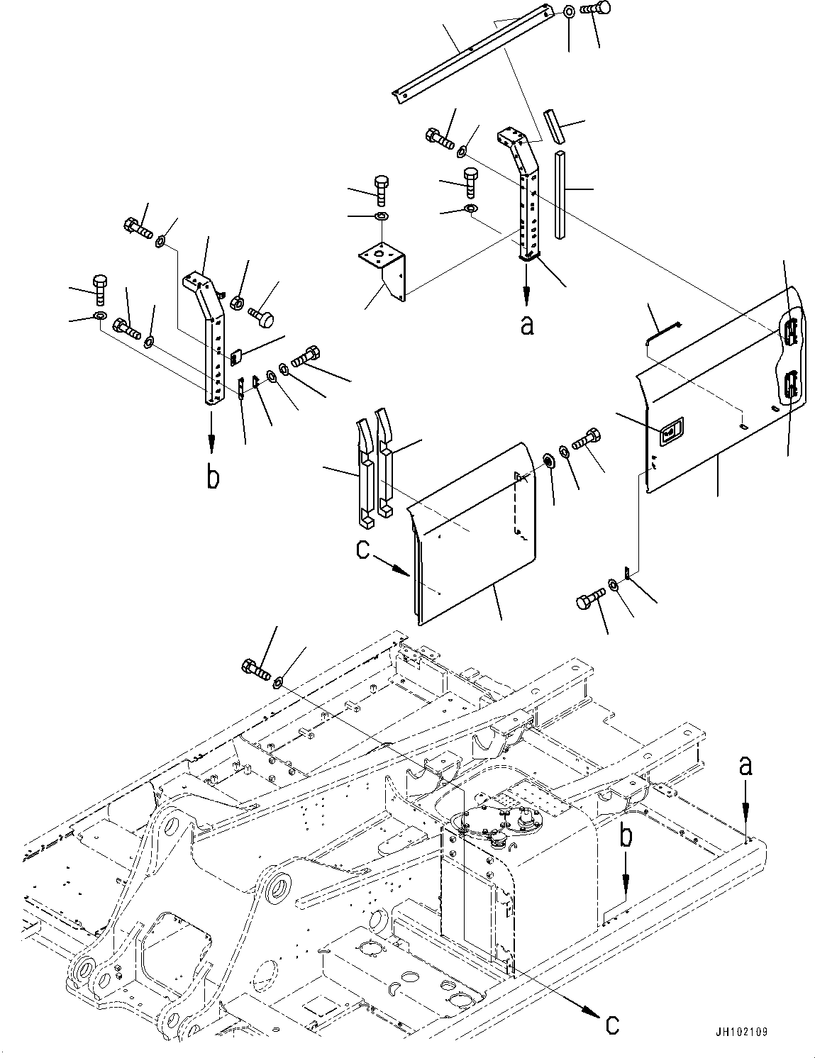 Komatsu parts book diagram for PC300-8M2 S/N 80001-UP: SIDE COVER L.H., (#81427-)