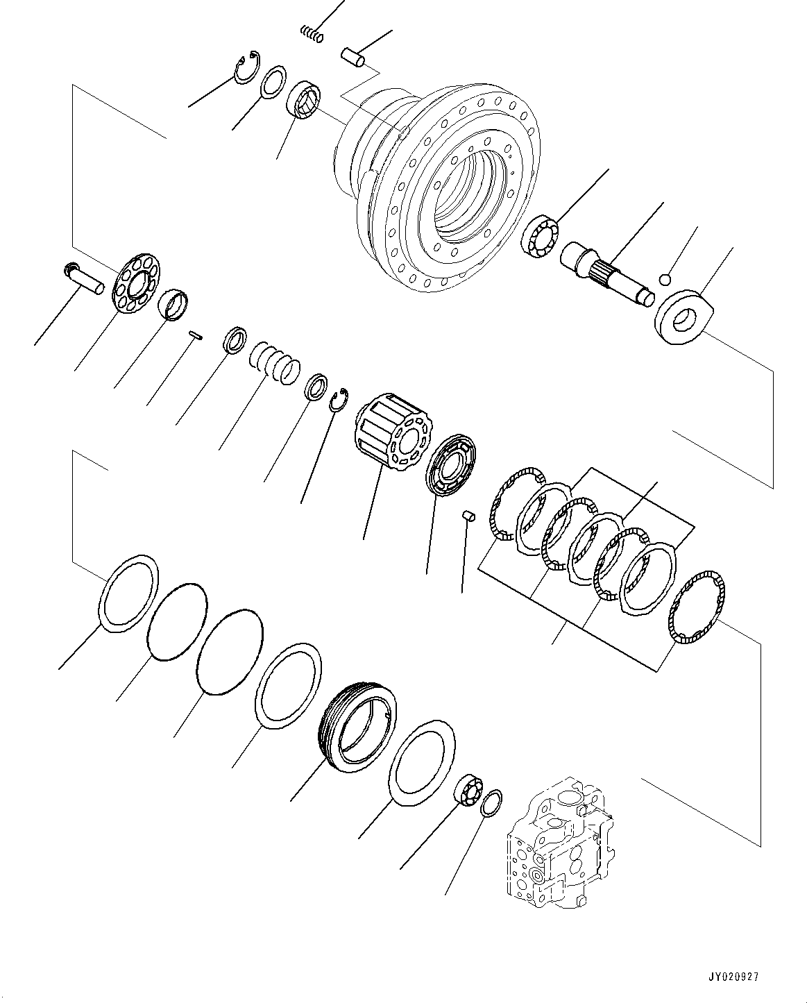 Komatsu parts book diagram for PC300-8M2 S/N 80001-UP: TRAVEL MOTOR AND FINAL DRIVE, INNER PARTS, TRAVEL MOTOR, L.H. (5/6)(#81215-)