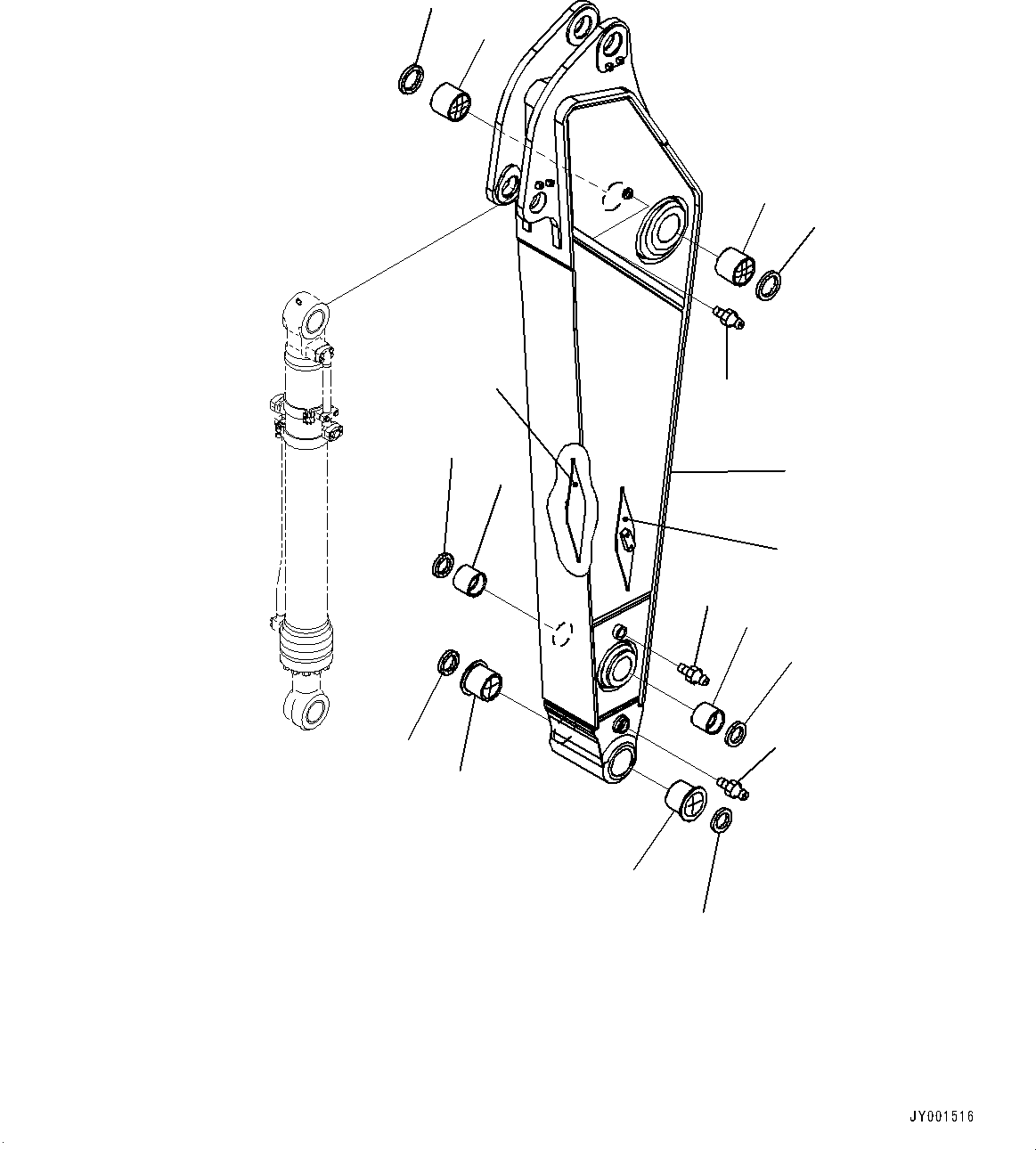 Komatsu parts book diagram for PC300-8M2 S/N 80001-UP: ARM, ARM AND BUSHING (2600MM, 1-ATTACHMENT, 100 HOURS LUBRICATION INTERVAL)(#80001-)