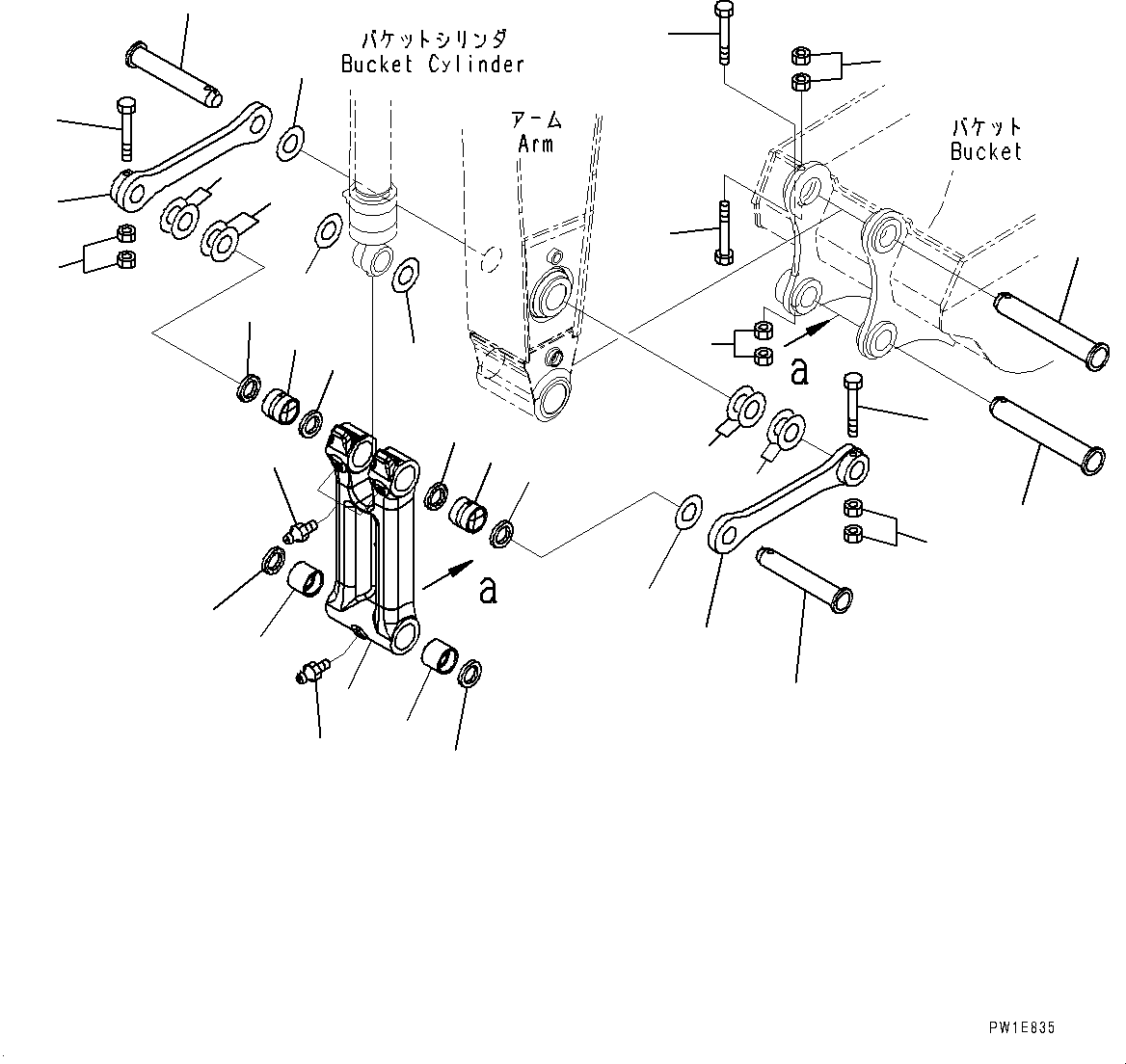 Komatsu parts book diagram for PC300-8M2 S/N 80001-UP: ARM, BUCKET LINK(#80001-80170)