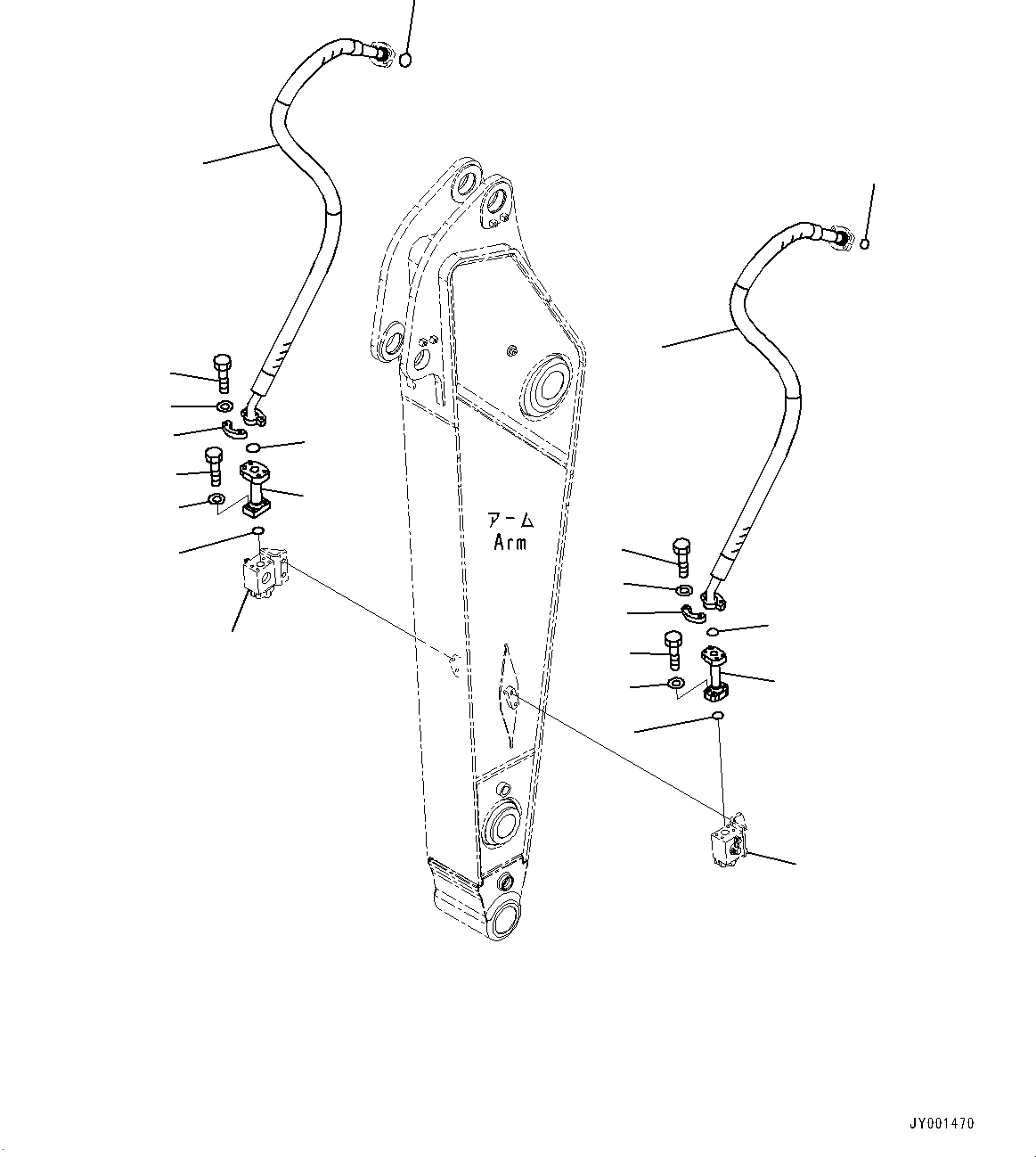 Komatsu parts book diagram for PC300-8M2 S/N 80001-UP: ARM, ADDITIONAL PIPING (2600MM, 1-ATTACHMENT, 100 HOURS LUBRICATION INTERVAL)(#80001-82028)