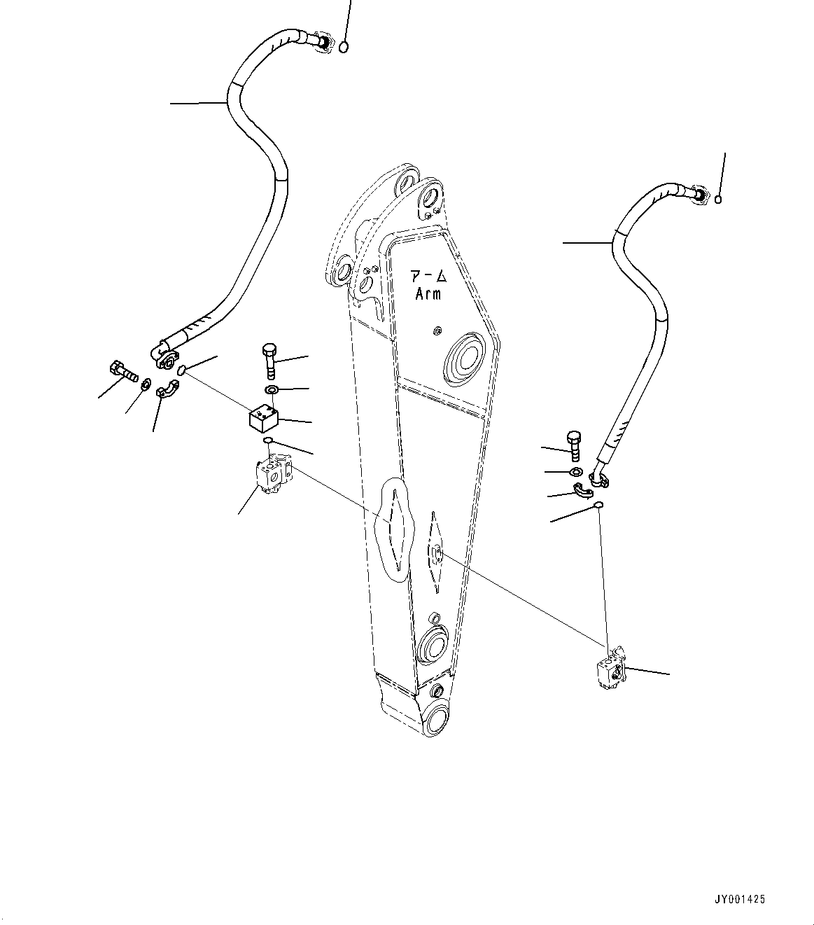 Komatsu parts book diagram for PC300-8M2 S/N 80001-UP: ARM, ADDITIONAL PIPING (2200MM, HEAVY DUTY TYPE, 1-ATTACHMENT, 100 HOURS LUBRICATION INTERVAL, NORTH AMERICA AND LATIN AMERICA)(
