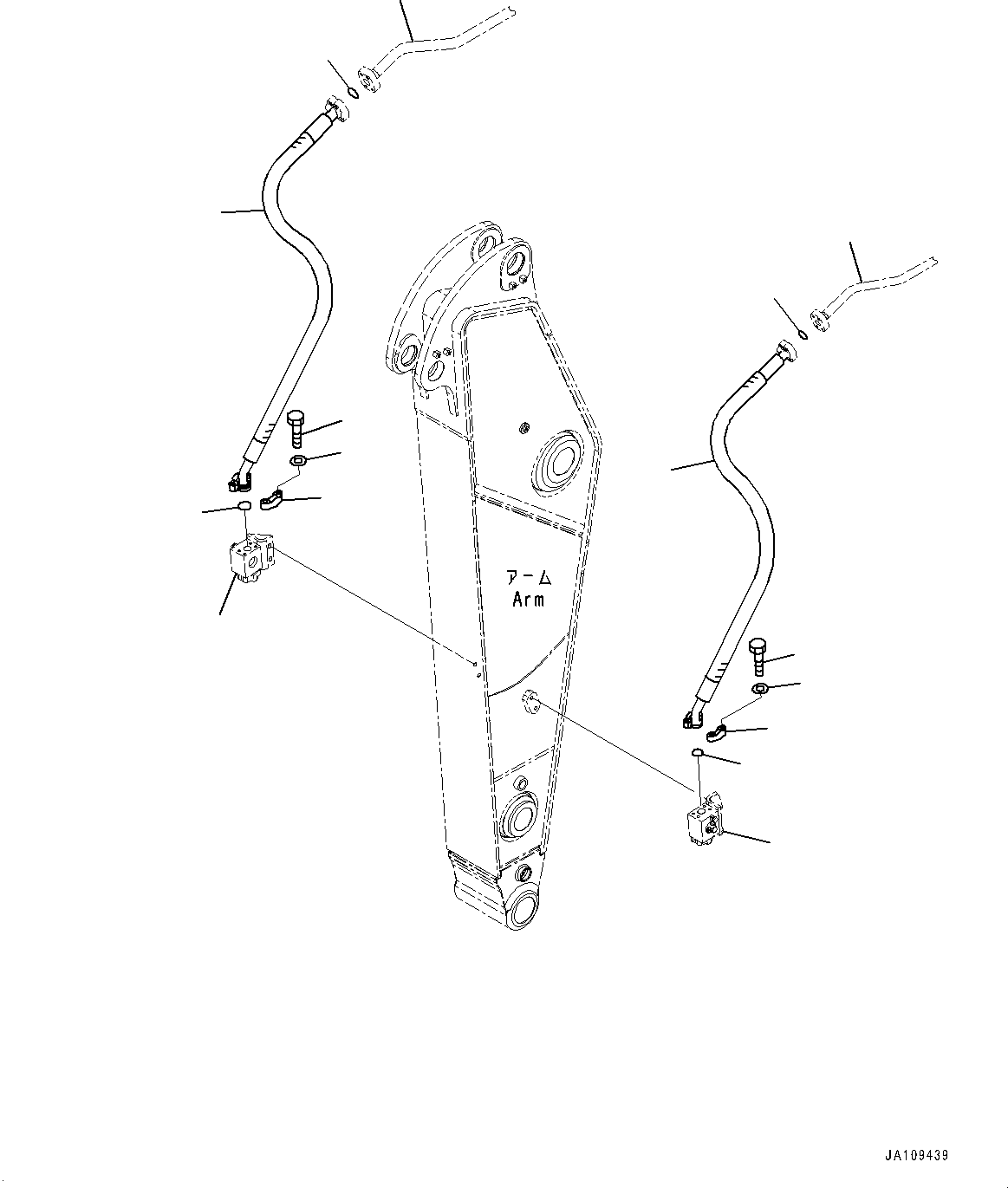 Komatsu parts book diagram for PC300-8M2 S/N 80001-UP: ARM, ADDITIONAL PIPING (2600MM, HEAVY DUTY TYPE, 1-ATTACHMENT, 100 HOURS LUBRICATION INTERVAL)(#80001-)