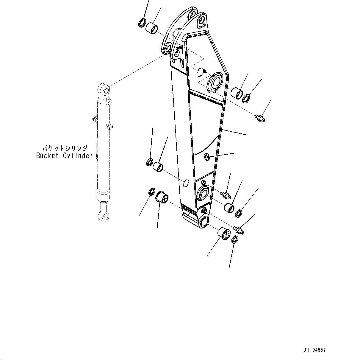Komatsu parts book diagram for PC300-8M2 S/N 80001-UP: ARM, ARM AND BUSHING (2200MM, HEAVY DUTY TYPE, 1-ATTACHMENT, 100 HOURS LUBRICATION INTERVAL, NORTH AMERICA AND LATIN AMERICA)(#8
