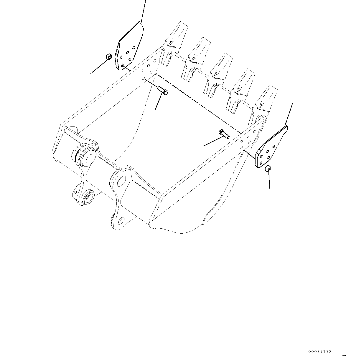 Komatsu parts book diagram for PC300-8M2 S/N 80001-UP: BUCKET, (2/3) (1.32M3, 1340MM WIDTH, VERTICAL PIN TYPE)(#80001-)