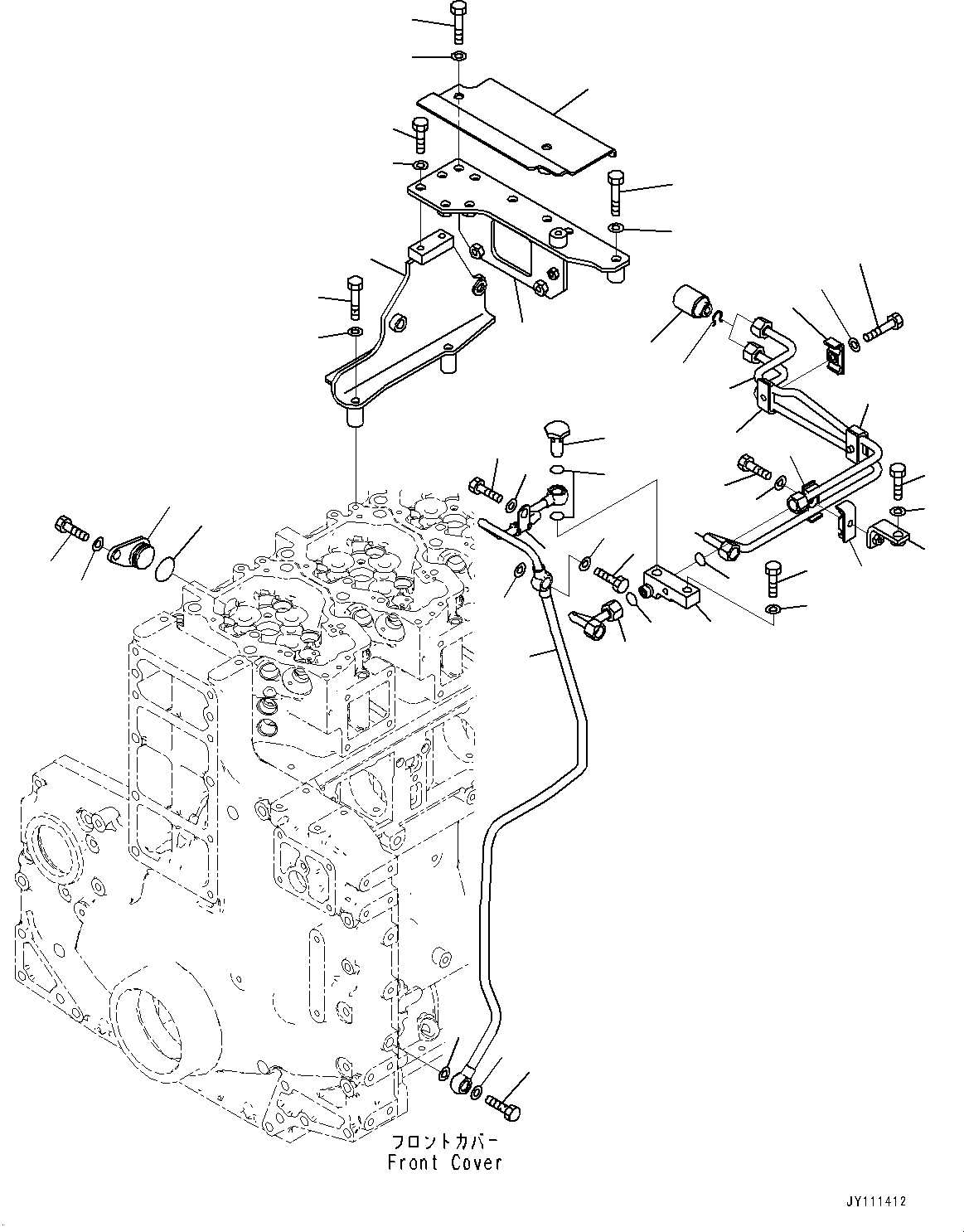 Komatsu parts book diagram for SAA6D140E-7 S/N 837398-UP (For GD955-7): EXHAUST GAS RE-CIRCULATION (EGR) VALVE, EGR VALVE LUBRICATING OIL PIPING(#837398-)