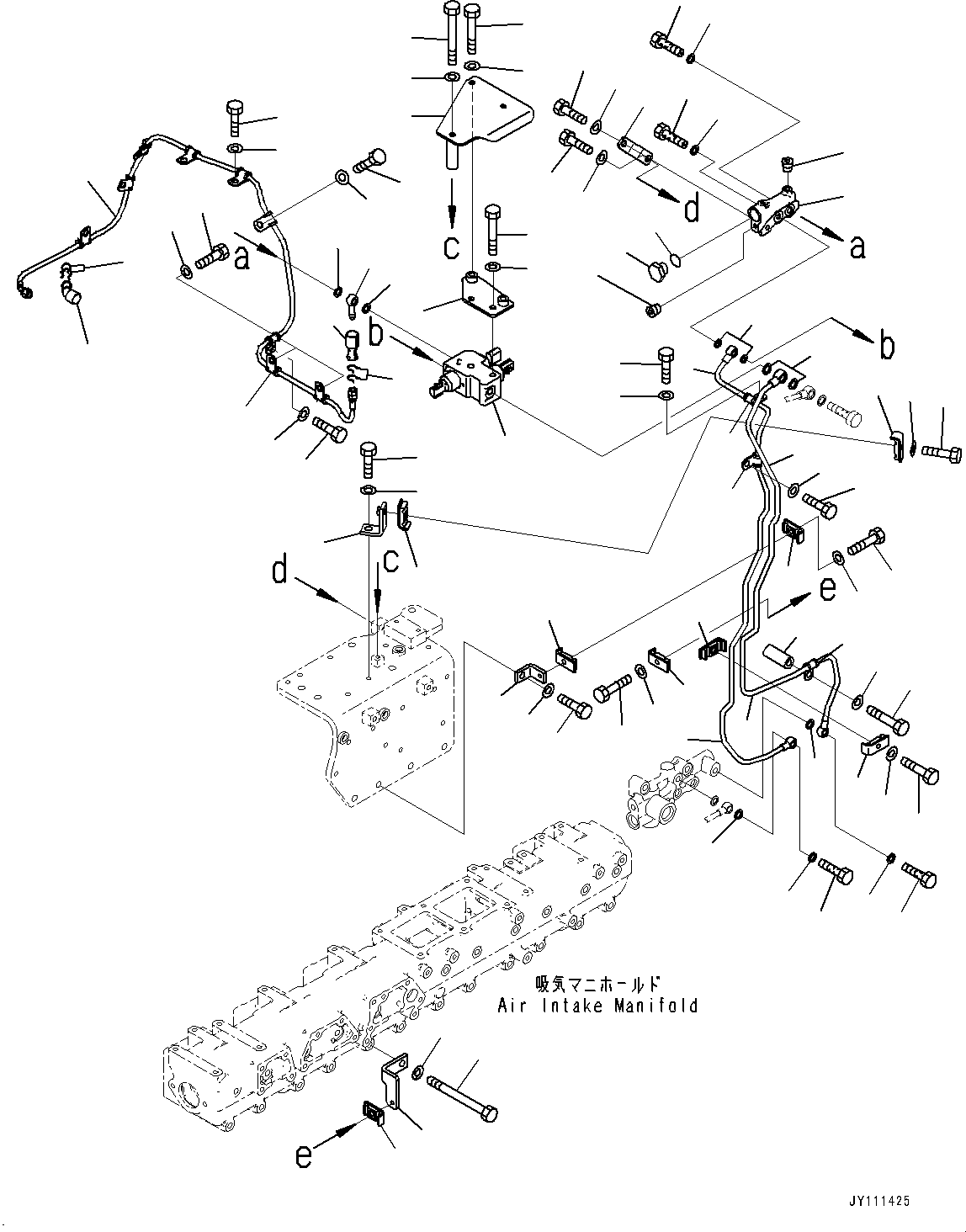 Komatsu parts book diagram for SAA6D140E-7 S/N 837398-UP (For GD955-7): FUEL FILTER, VALVE AND PIPING(#837398-)