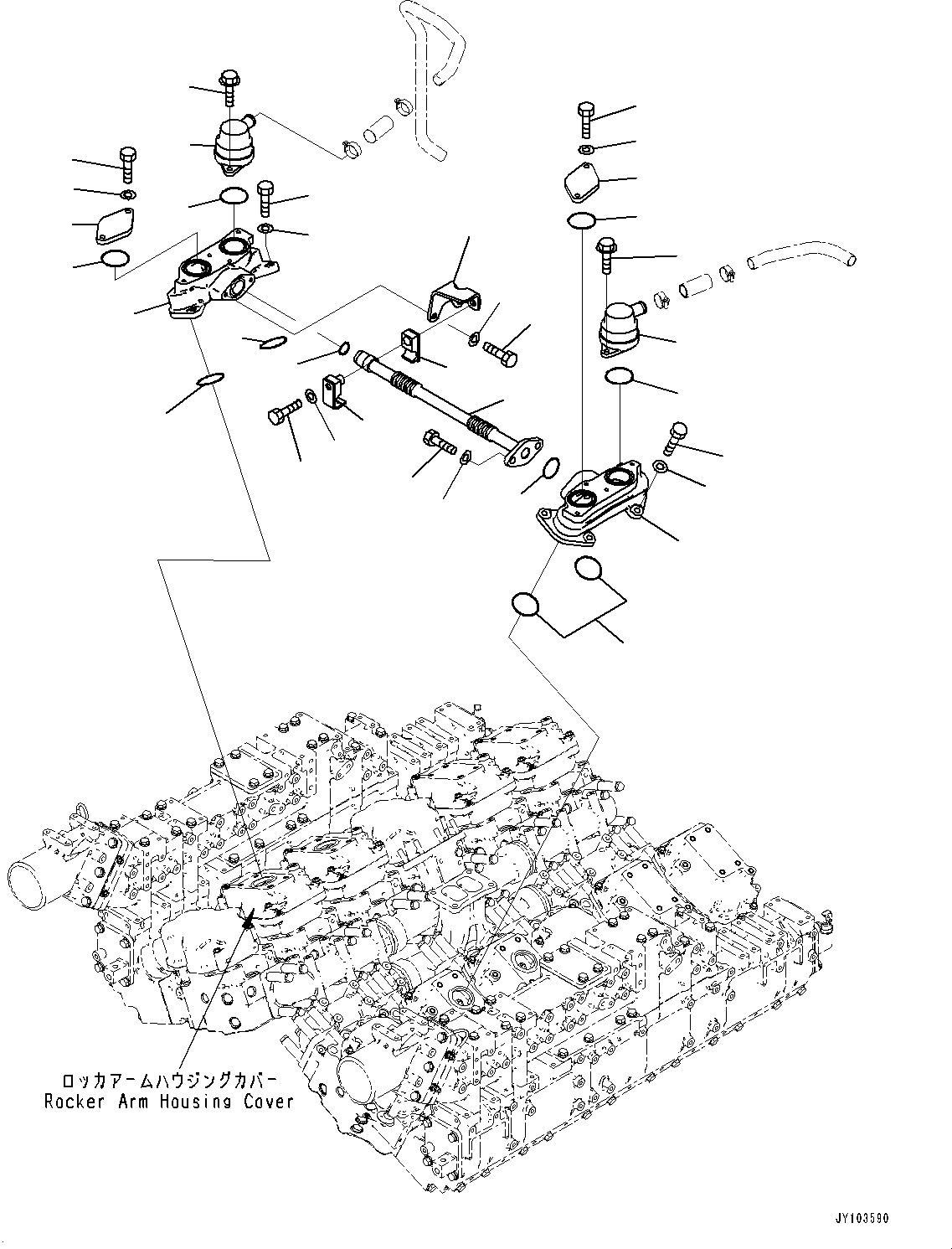 Komatsu parts book diagram for SAA12V140E-7 S/N 900006-UP (For PC2000-11R): KOMATSU CLOSED CRANKCASE VENTILATION (KCCV), BREATHER AND MOUNTING(#900125-)