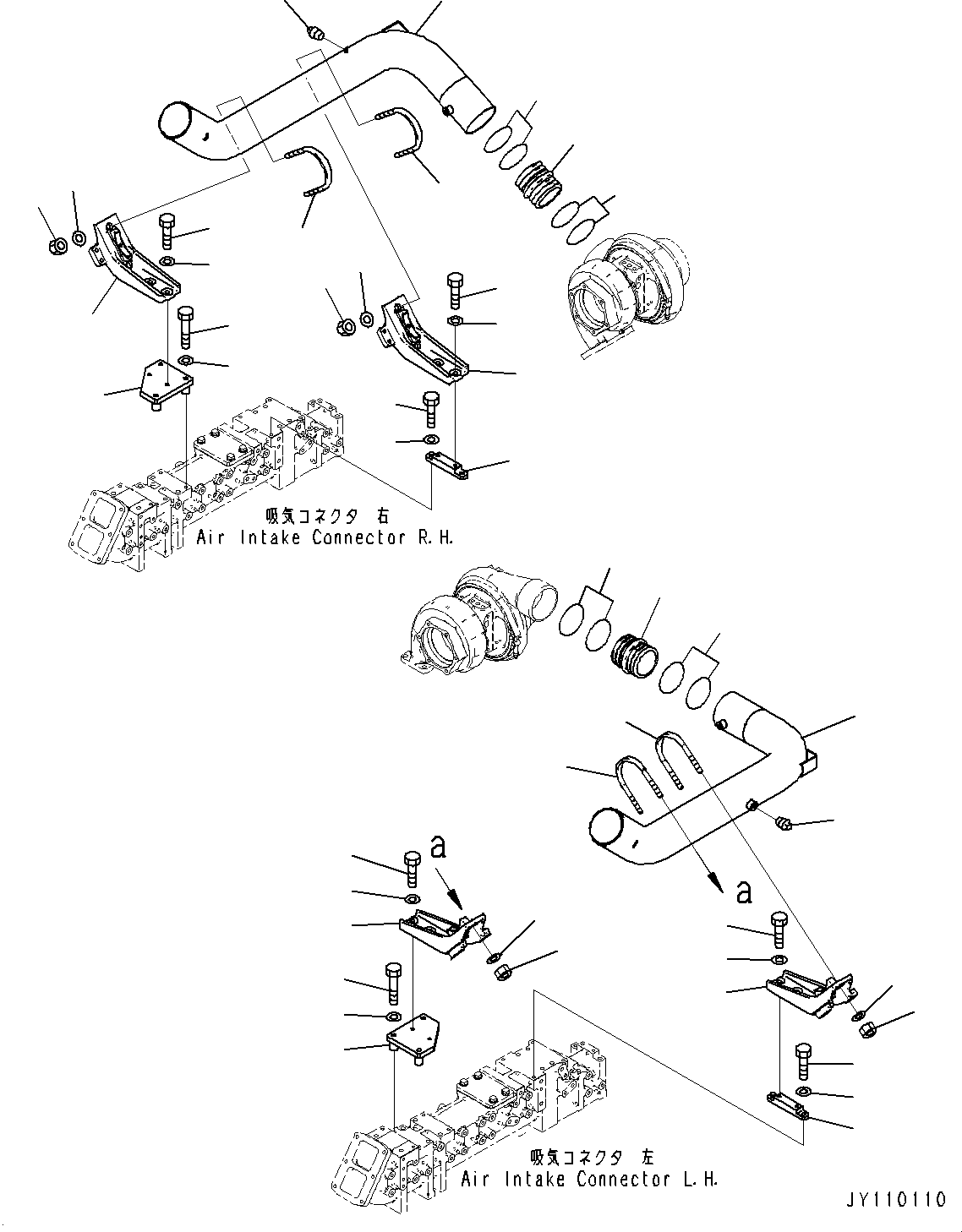 Komatsu parts book diagram for SAA12V140E-7 S/N 900006-UP (For PC2000-11R): AIR INTAKE UNIT, AIR INTAKE TUBE(#900125-)