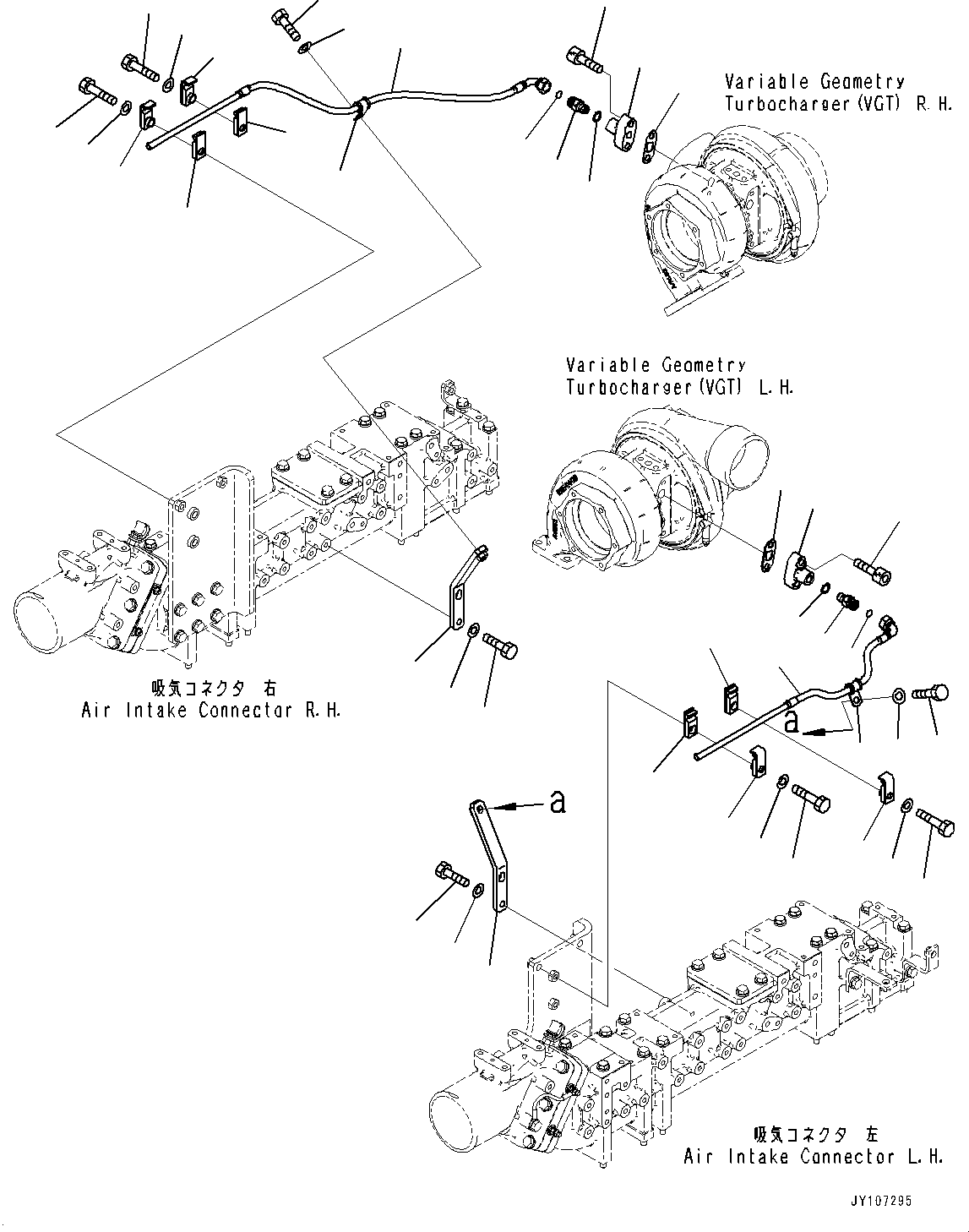 Komatsu parts book diagram for SAA12V140E-7 S/N 900006-UP (For PC2000-11R): TURBOCHARGER, WATER OUTLET TUBE(#900125-)