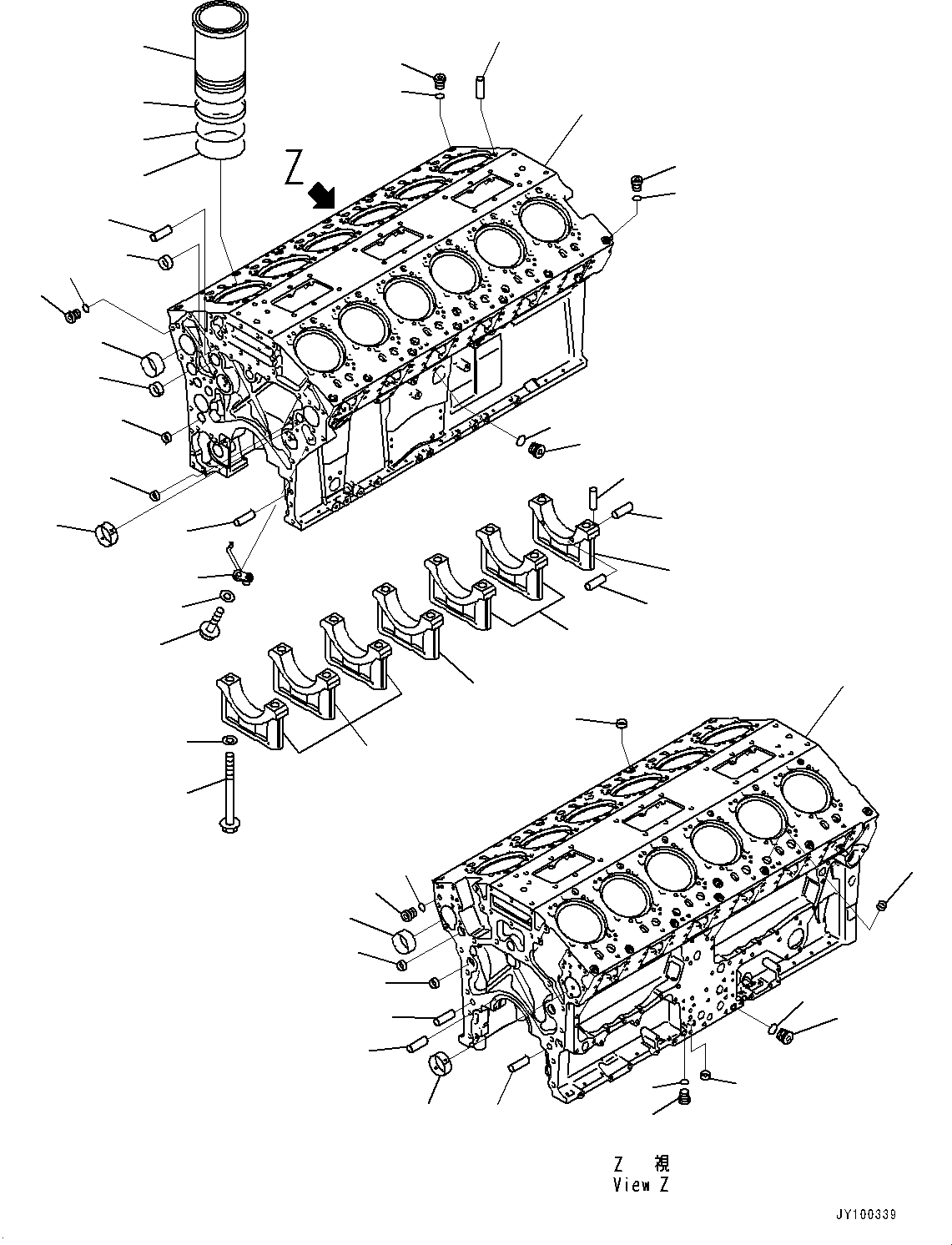 Komatsu parts book diagram for SAA12V140E-7 S/N 900006-UP (For PC2000-11R): CYLINDER BLOCK, (#900125-)
