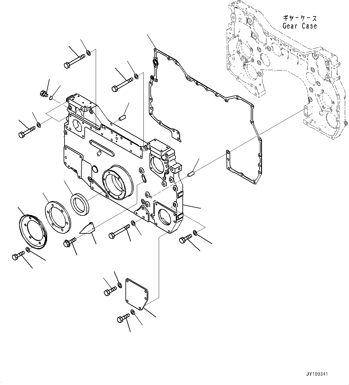 Komatsu parts book diagram for SAA12V140E-7 S/N 900006-UP (For PC2000-11R): FRONT COVER, (#900125-)