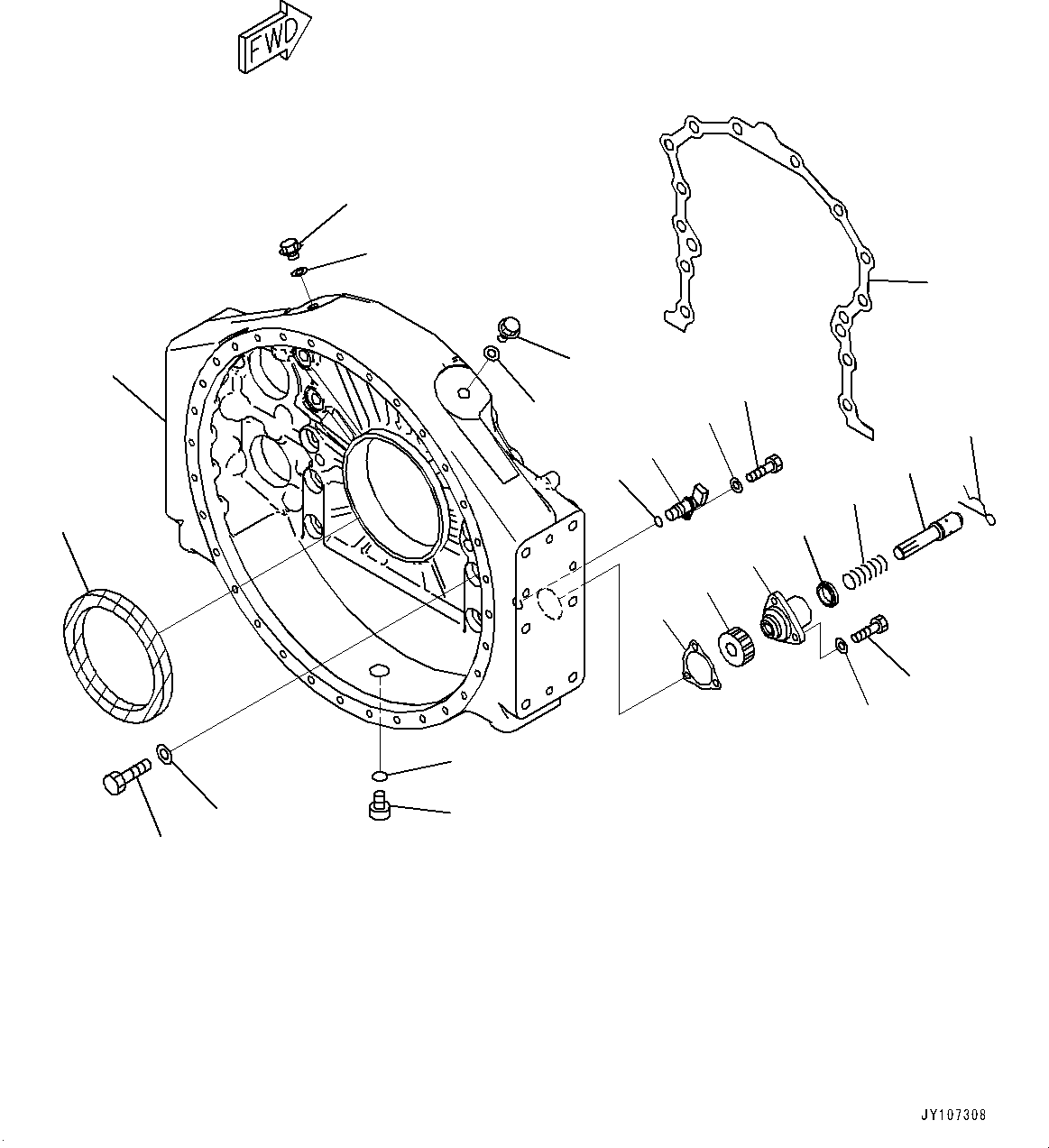 Komatsu parts book diagram for SAA12V140E-7 S/N 900006-UP (For PC2000-11R): FLYWHEEL HOUSING, (#900125-)