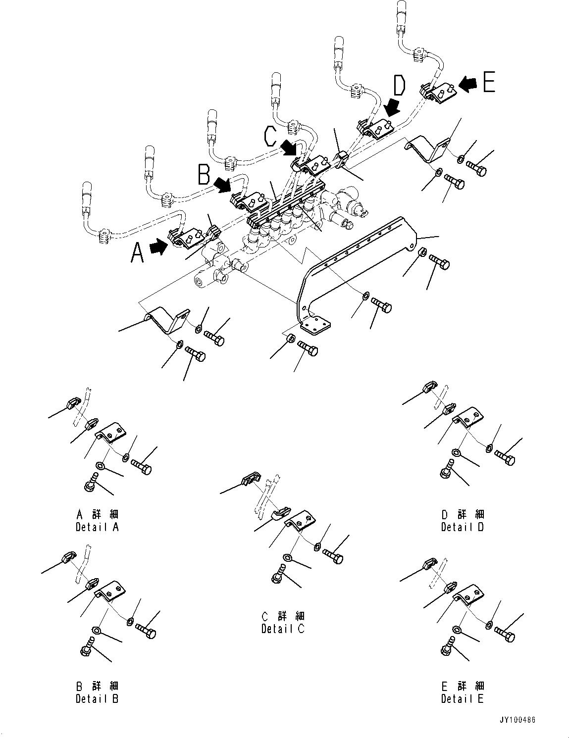 Komatsu parts book diagram for SAA12V140E-7 S/N 900006-UP (For PC2000-11R): FUEL SUPPLY PUMP PIPING, BRACKET AND CLAMP (2/4)(#900125-)
