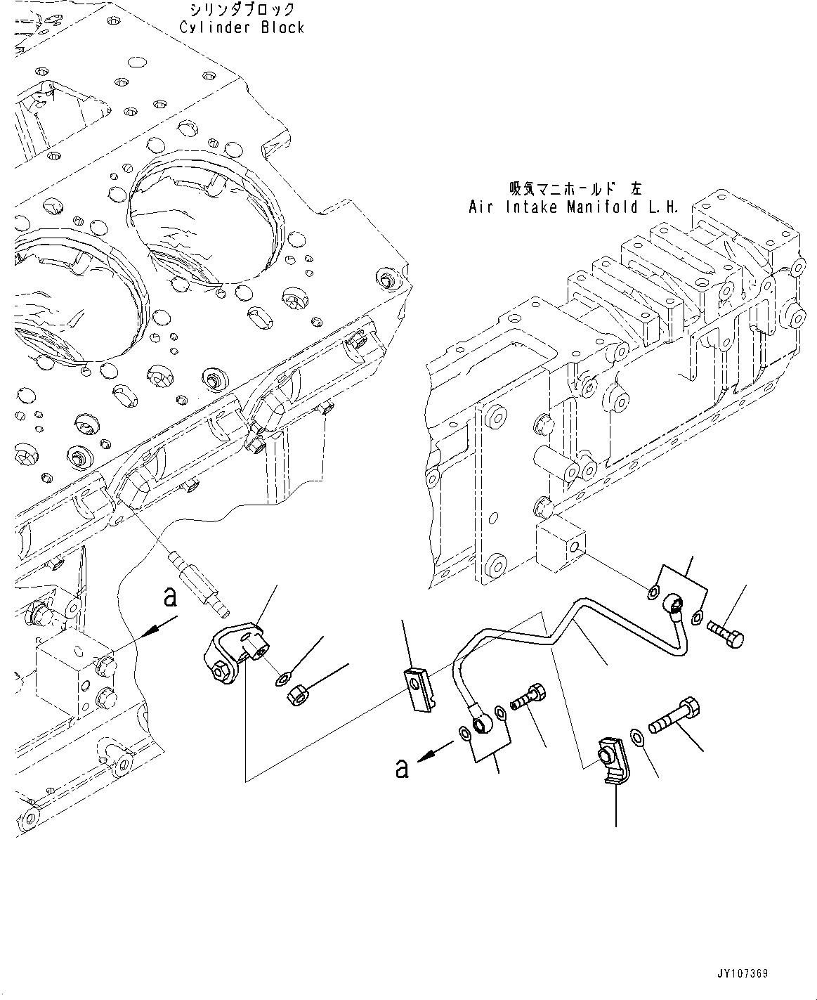 Komatsu parts book diagram for SAA12V140E-7 S/N 900006-UP (For PC2000-11R): FUEL FILTER, FUEL PIPING, L.H. (2/2)(#900125-)