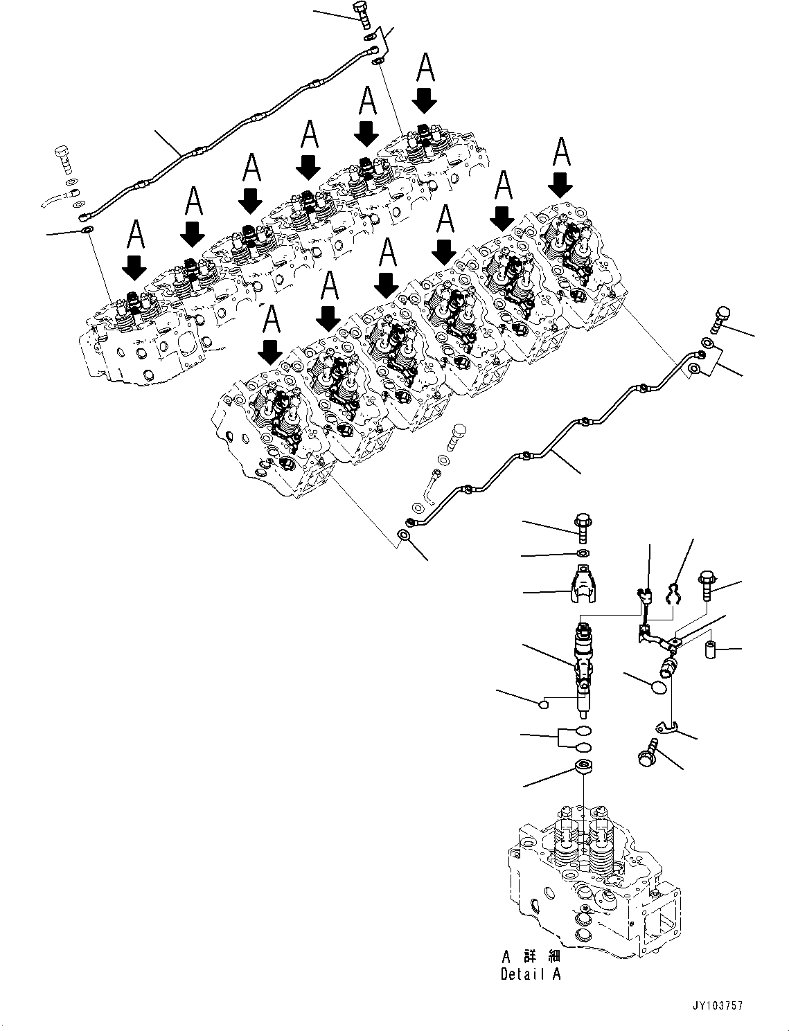 Komatsu parts book diagram for SAA12V140E-7 S/N 900006-UP (For PC2000-11R): FUEL INJECTION NOZZLE, (#900125-)