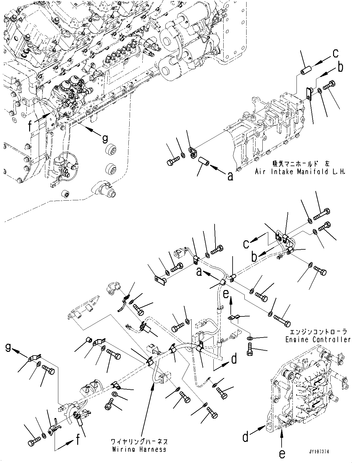 Komatsu parts book diagram for SAA12V140E-7 S/N 900006-UP (For PC2000-11R): WIRING HARNESS, MAIN WIRING HARNESS, L.H. (3/4)(#900125-)