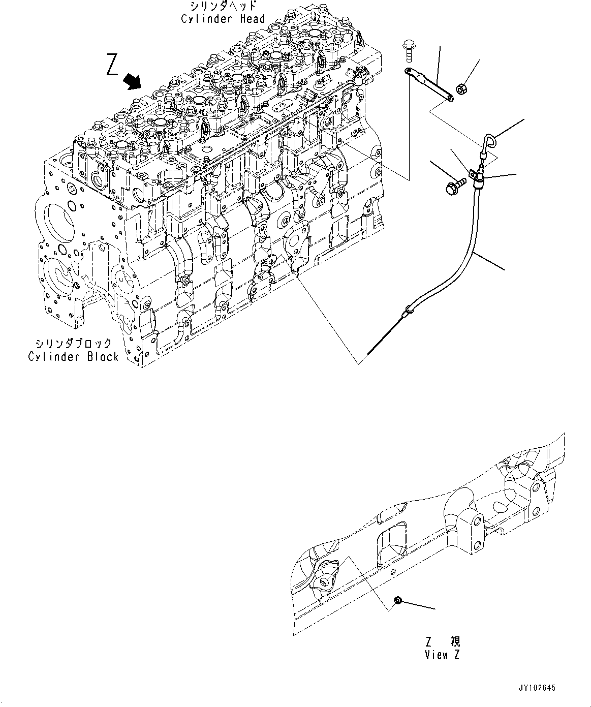 Komatsu parts book diagram for SAA6D114E-3 S/N 26892960-UP (For PC300-8M2/PC350-8M2/PC350LC-8M2): ENGINE OIL LEVEL GAUGE, (#26892960-)