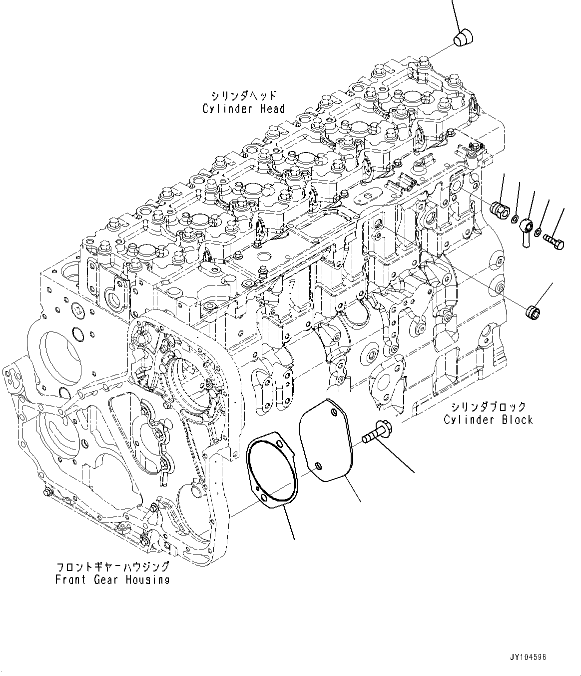 Komatsu parts book diagram for SAA6D114E-3 S/N 26892960-UP (For PC300-8M2/PC350-8M2/PC350LC-8M2): FRONT GEAR TRAIN COVER, (#26892960-)
