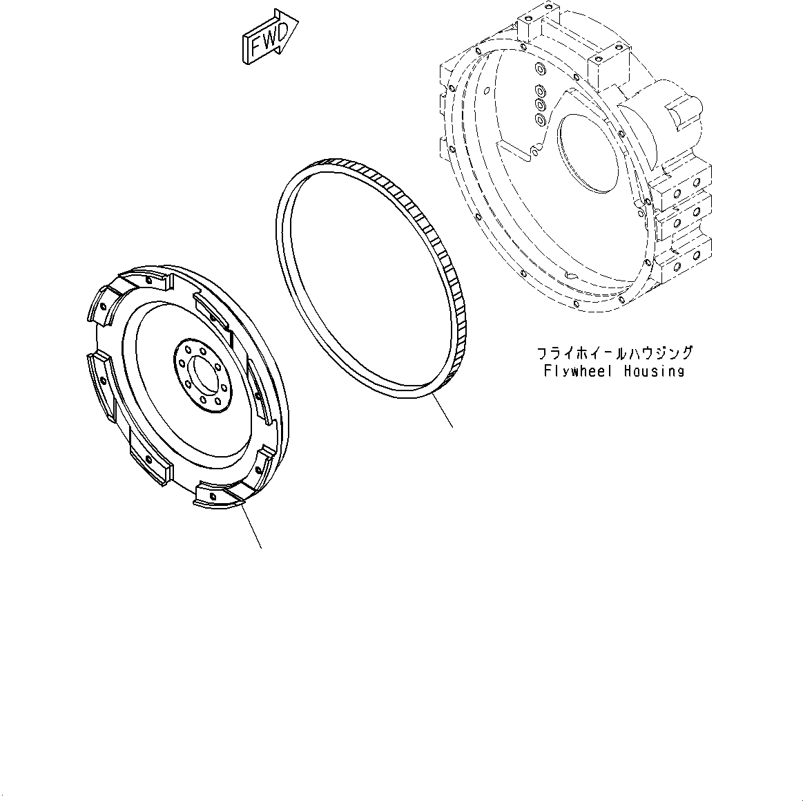 Komatsu parts book diagram for SAA6D114E-3 S/N 26892960-UP (For PC300-8M2/PC350-8M2/PC350LC-8M2): FLYWHEEL, (#26892960-)
