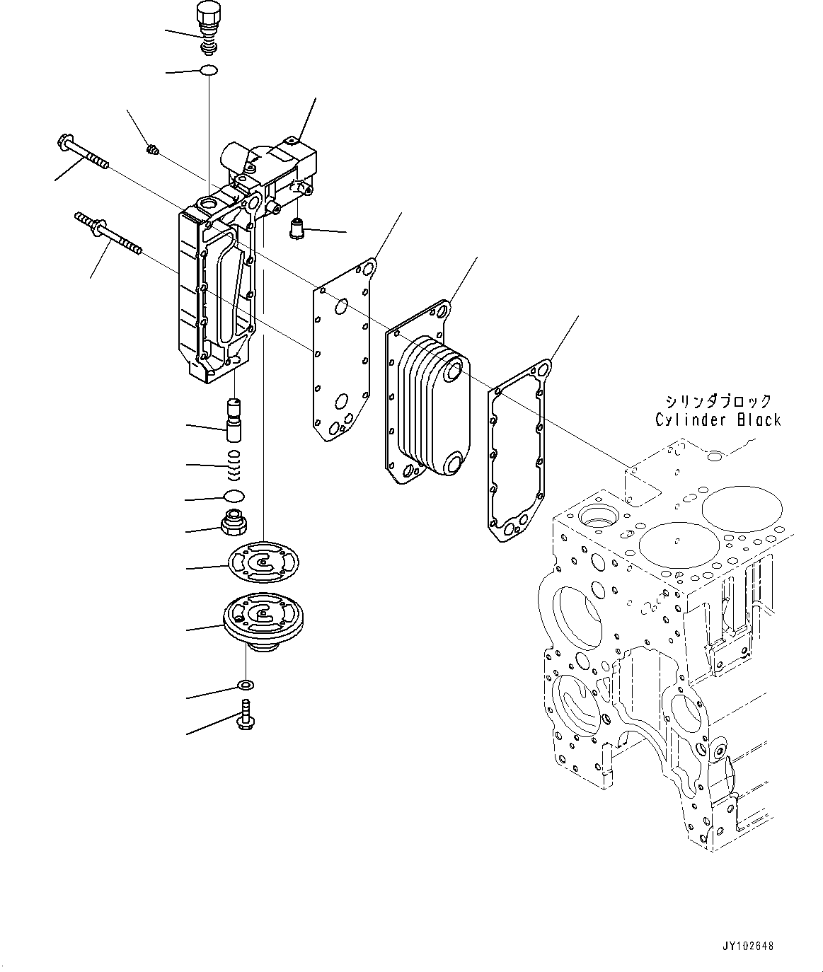 Komatsu parts book diagram for SAA6D114E-3 S/N 26892960-UP (For PC300-8M2/PC350-8M2/PC350LC-8M2): ENGINE OIL COOLER, (#26892960-)