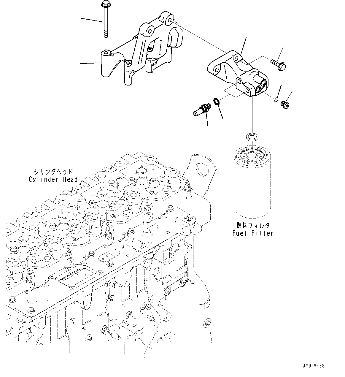 Komatsu parts book diagram for SAA6D114E-3 S/N 26892960-UP (For PC300-8M2/PC350-8M2/PC350LC-8M2): FUEL FILTER, SUPPORT(#26892960-)