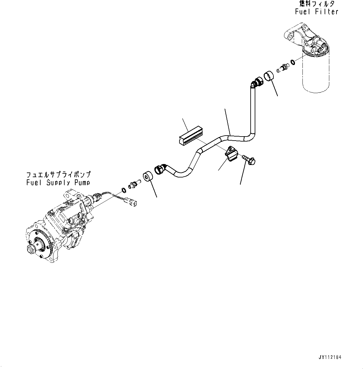 Komatsu parts book diagram for SAA6D114E-3 S/N 26892960-UP (For PC300-8M2/PC350-8M2/PC350LC-8M2): FUEL FILTER PIPING, (WITH FUEL DUST PROTECTOR)(#26892960-)