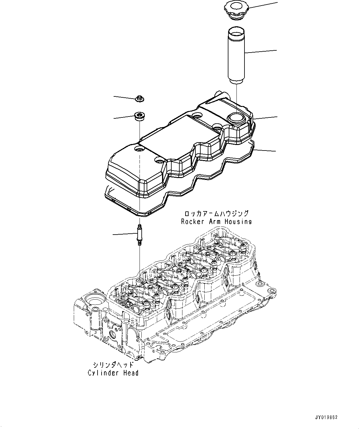 Komatsu parts book diagram for SAA4D107E-1 S/N 26527701-UP (For PC160LC-8): HEAD COVER, (#26564319-)