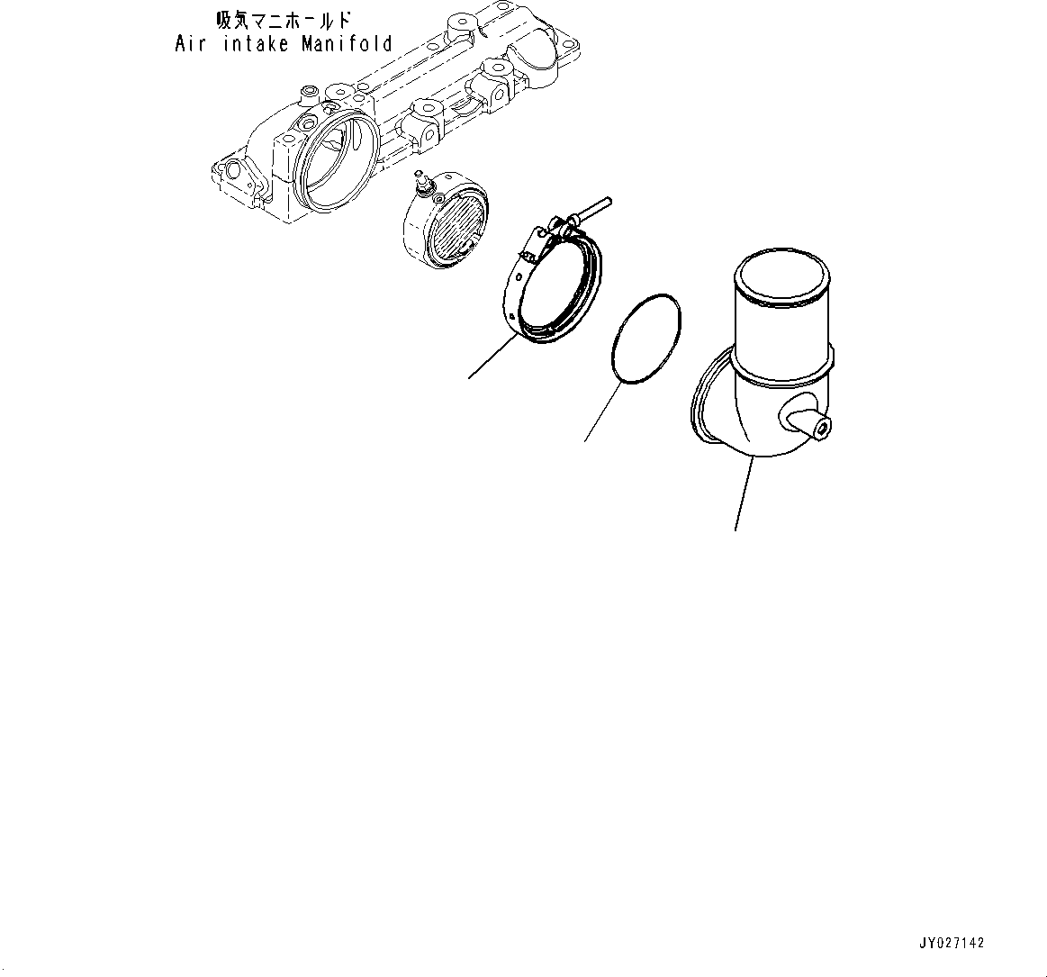 Komatsu parts book diagram for SAA4D107E-1 S/N 26527701-UP (For PC160LC-8): AIR INTAKE CONNECTOR, (#26739553-)