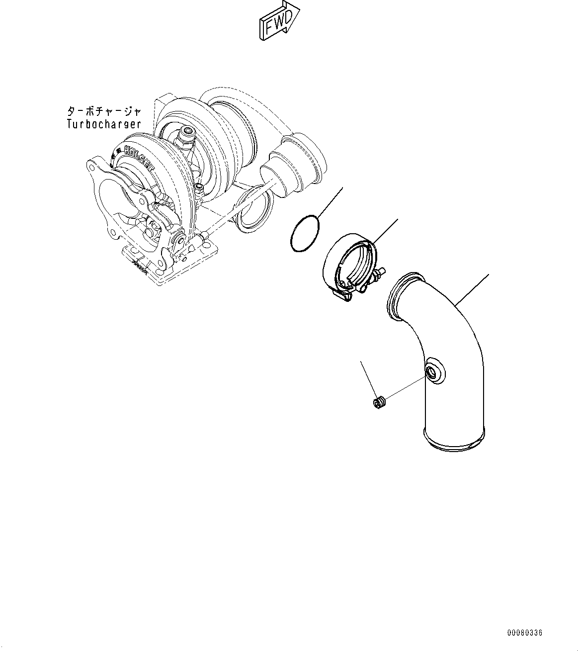 Komatsu parts book diagram for SAA4D107E-1 S/N 26527701-UP (For PC160LC-8): TURBOCHARGER AIR TRANSFER CONNECTOR, (#26527701-)