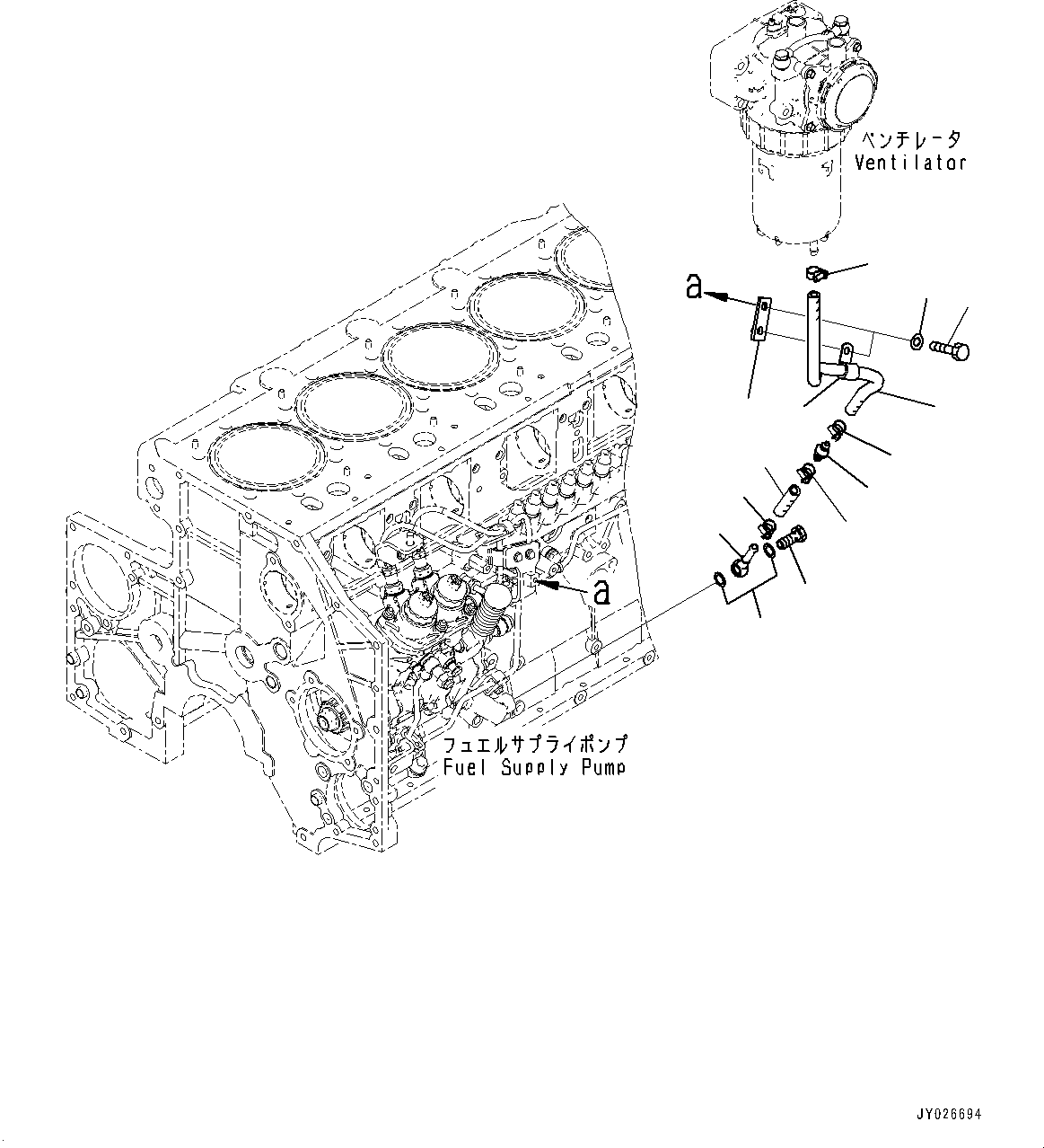 Komatsu parts book diagram for SAA6D140E-7 S/N 837072-UP (For PC900LC-11): KOMATSU CLOSED CRANKCASE VENTILATION (KCCV), DRAIN PIPING(#837072-)