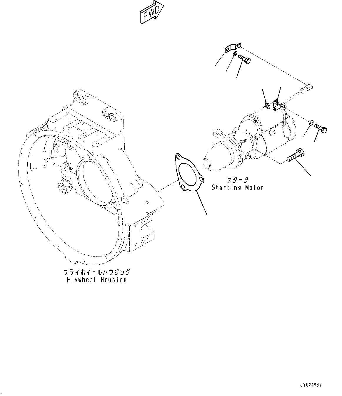 Komatsu parts book diagram for SAA6D140E-7 S/N 837072-UP (For PC900LC-11): STARTING MOTOR, MOUNTING(#837072-838094)